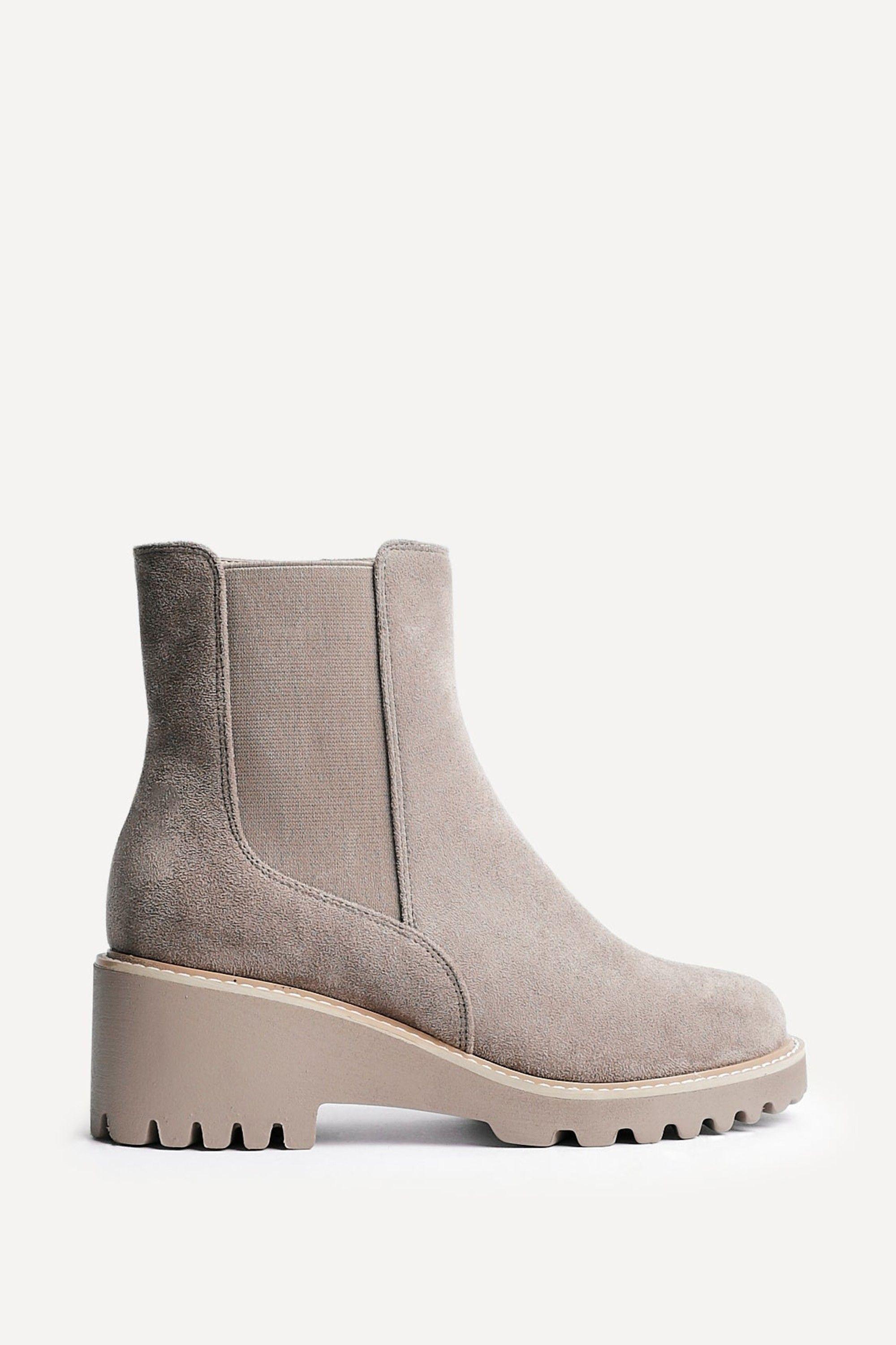 Attend Taupe Faux Suede Wedged Ankle Boot by LINZI