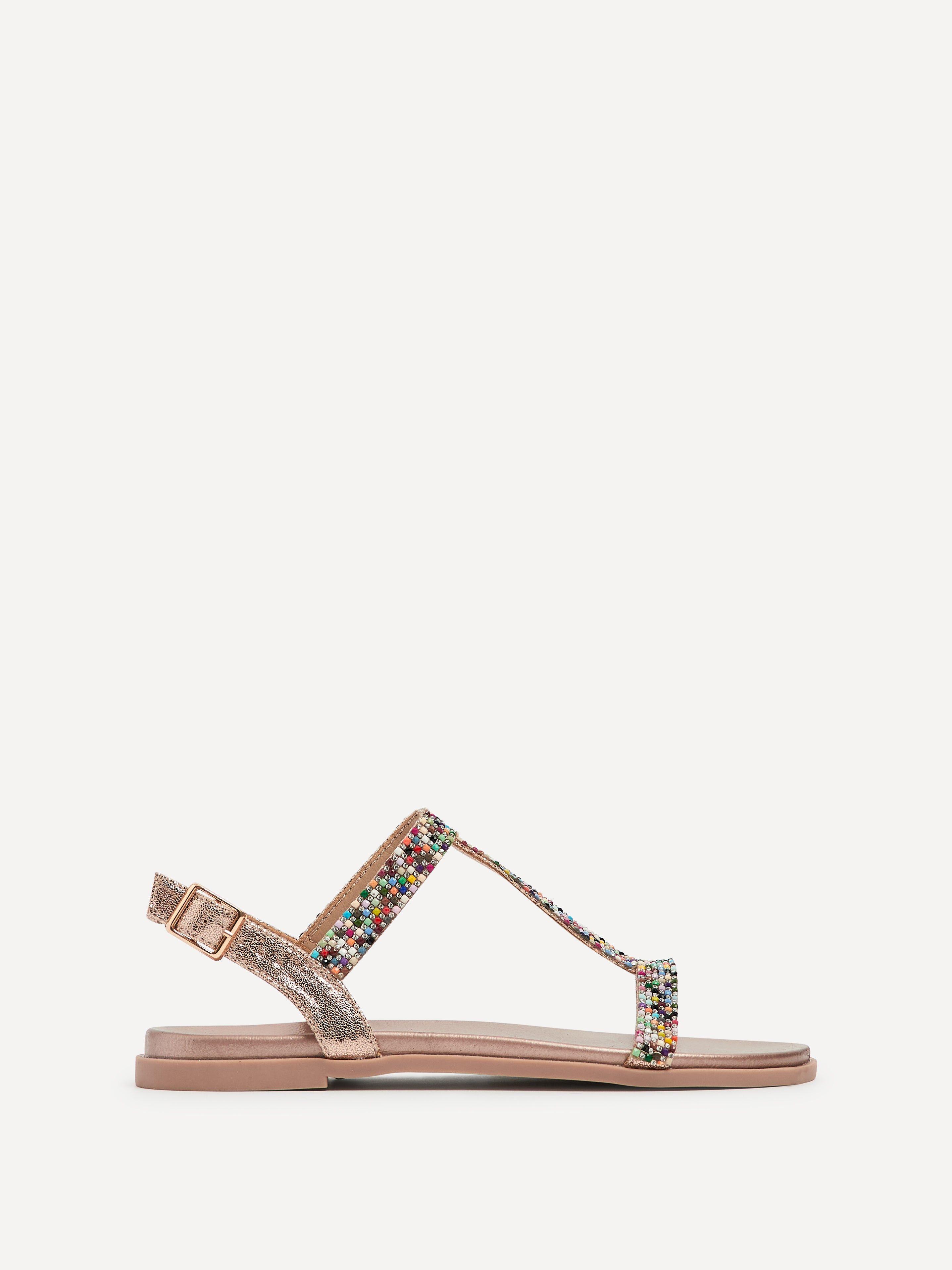 Aubrey Multi Coloured T-Bar Sandals by LINZI