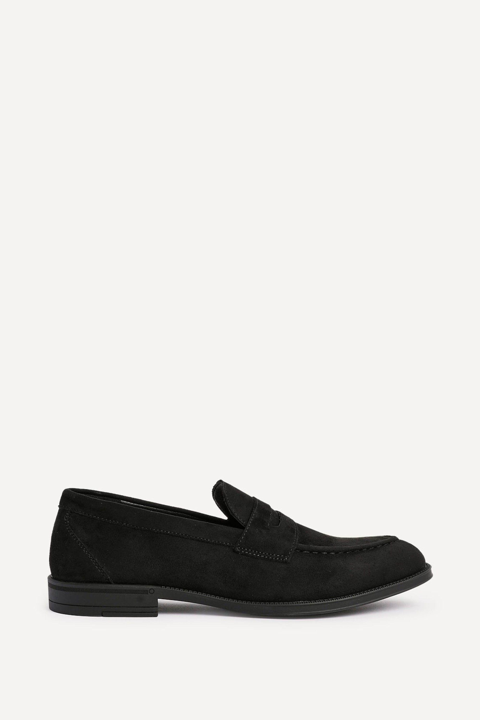Aurelio Mens Black Faux Suede Penny Loafers by LINZI