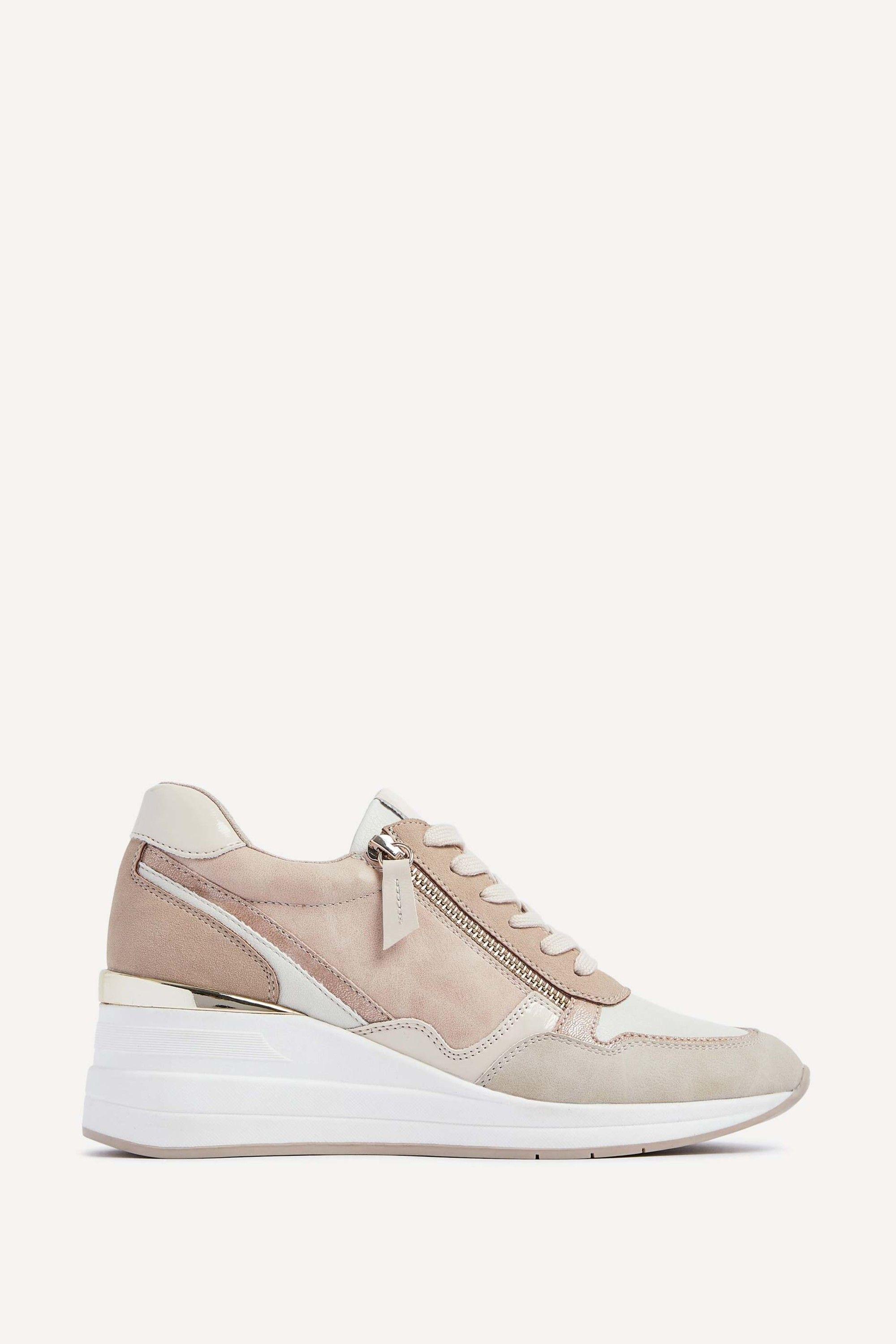 Aylin Nude Colour Block Wedge Trainer by LINZI