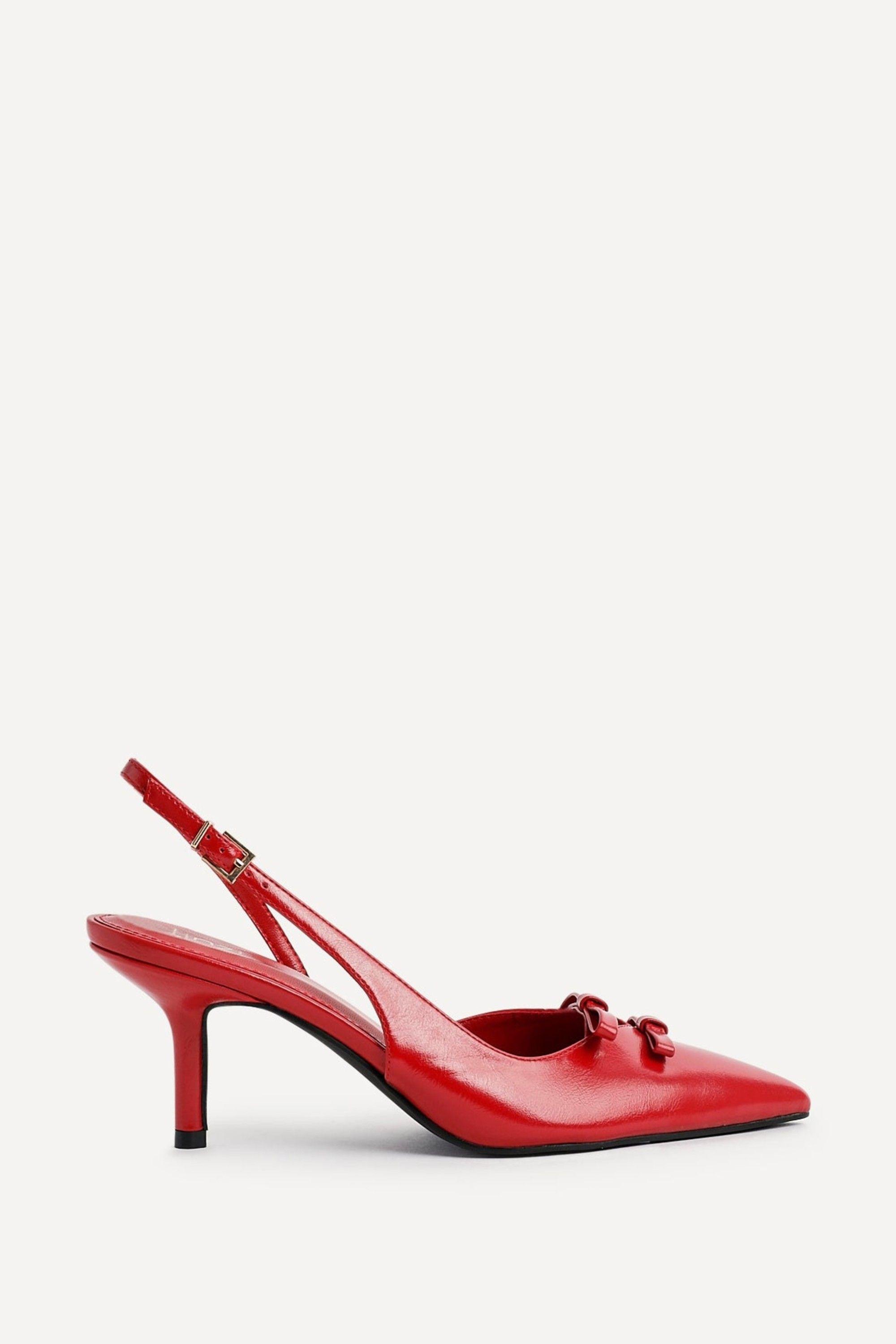 Aysha Red Faux Leather Court Heels by LINZI