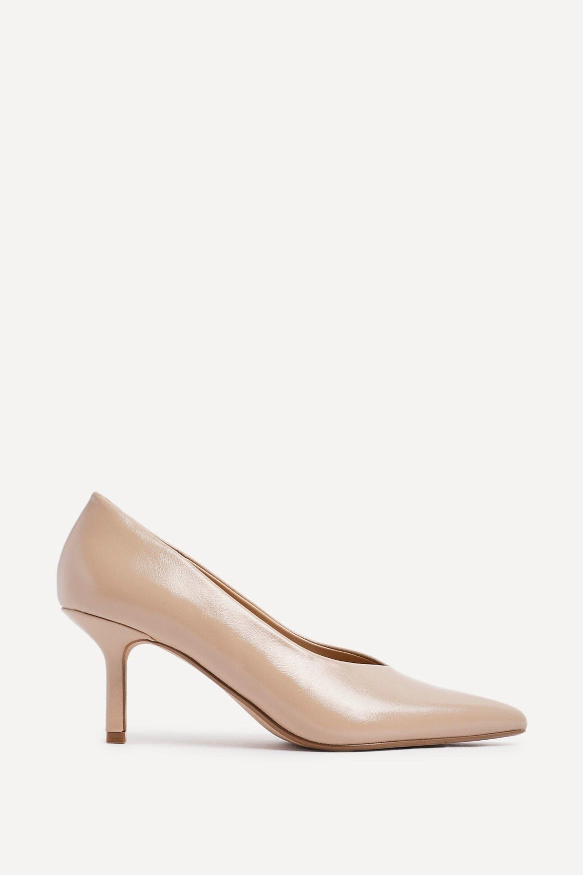 Bellamy Nude Faux Leather V-Cut Vamp Court Heels by LINZI