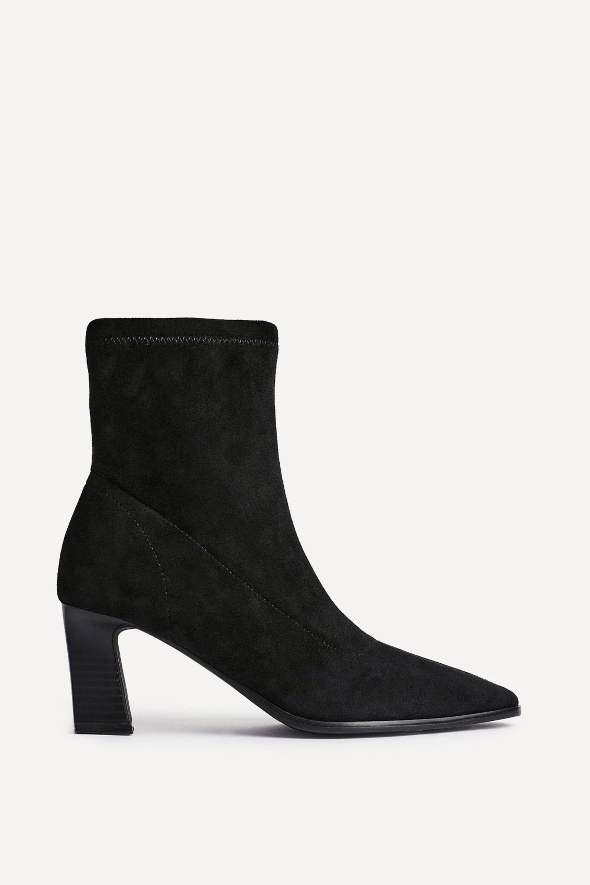 Blaze Black Faux Suede Sock Ankle Boot by LINZI