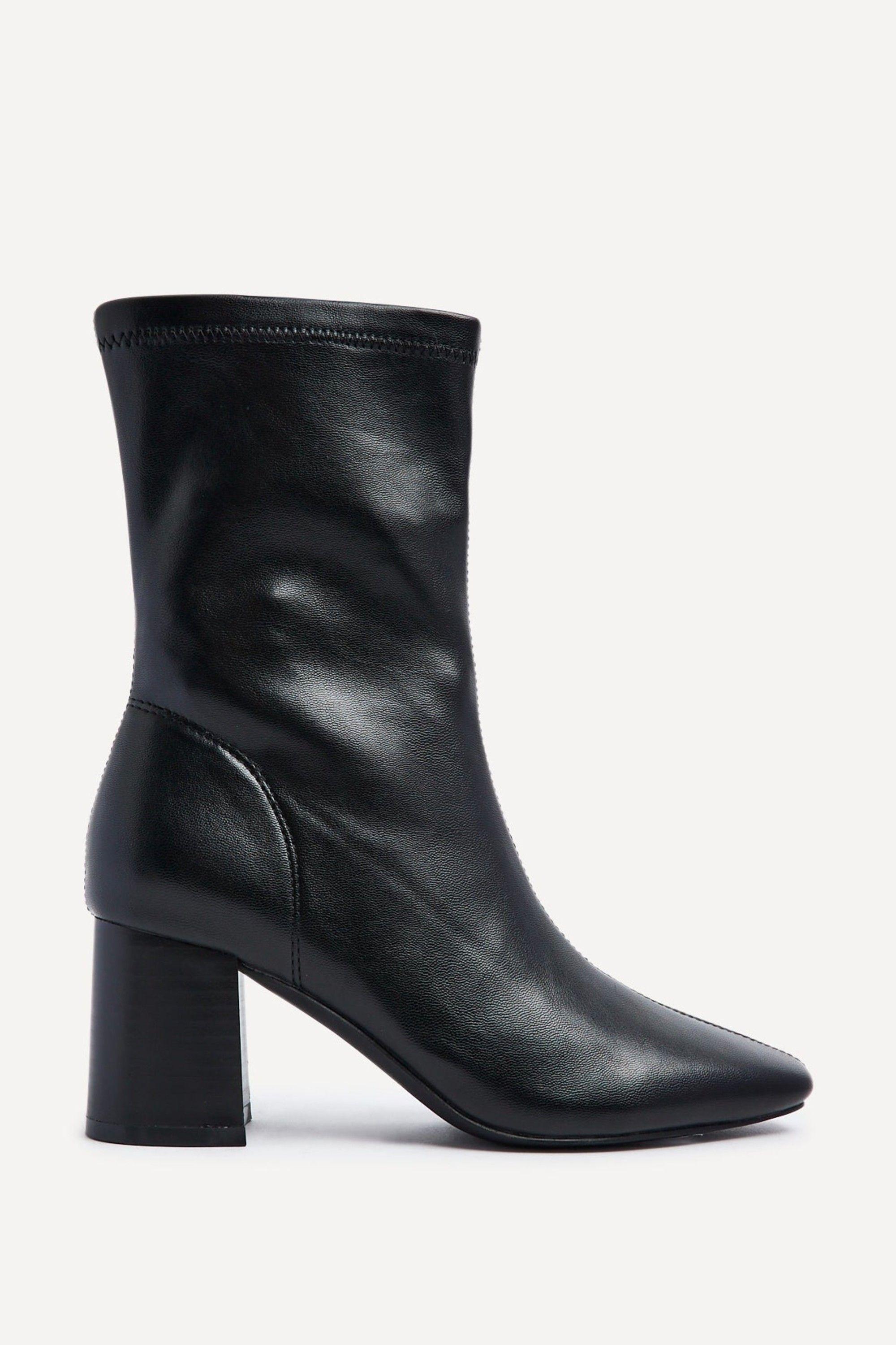 Bronx Black Faux Soft Leather Block Heel by LINZI