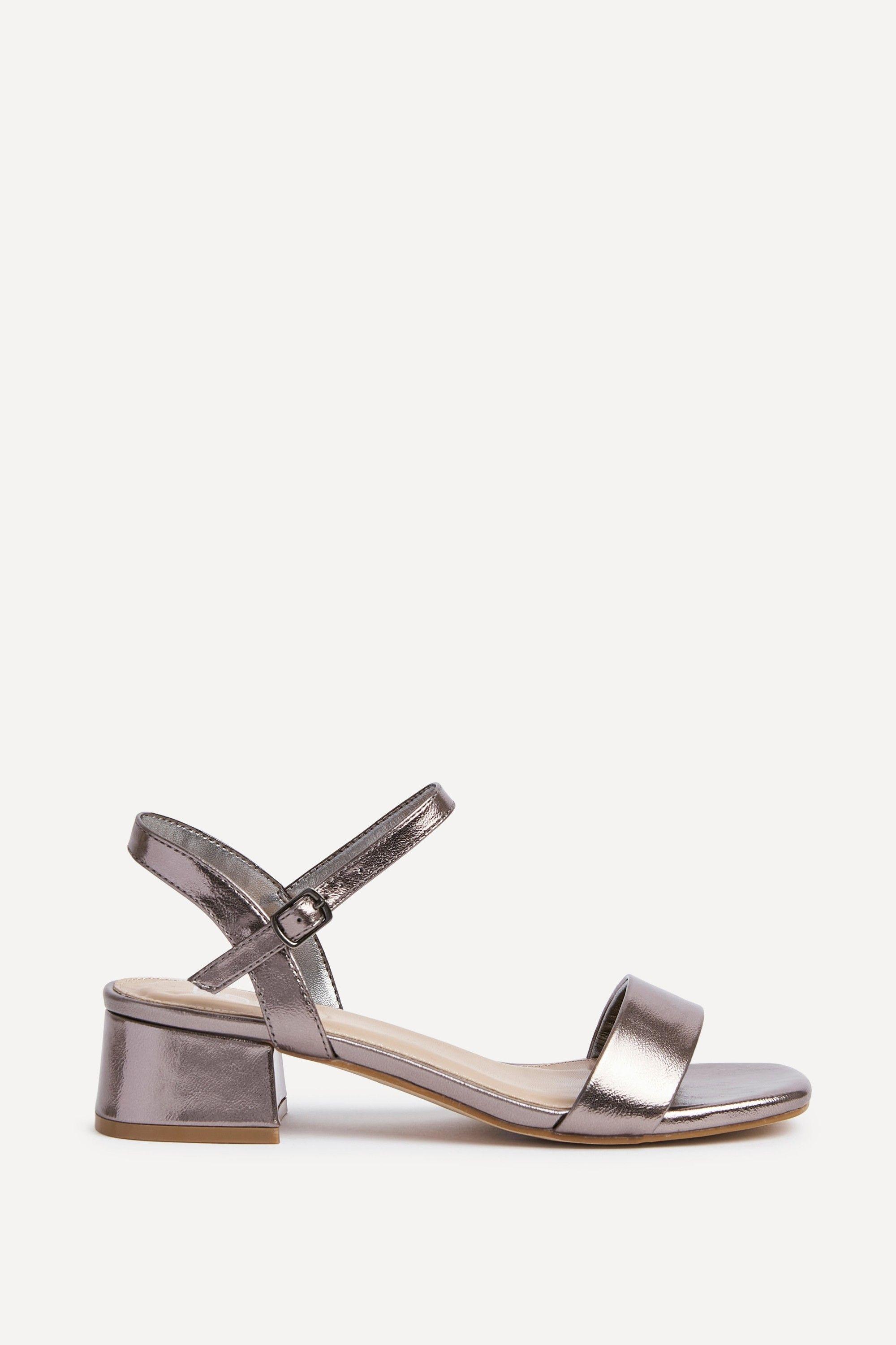 Carlie Wide Fit Pewter Faux Leather Low Block Heel by LINZI