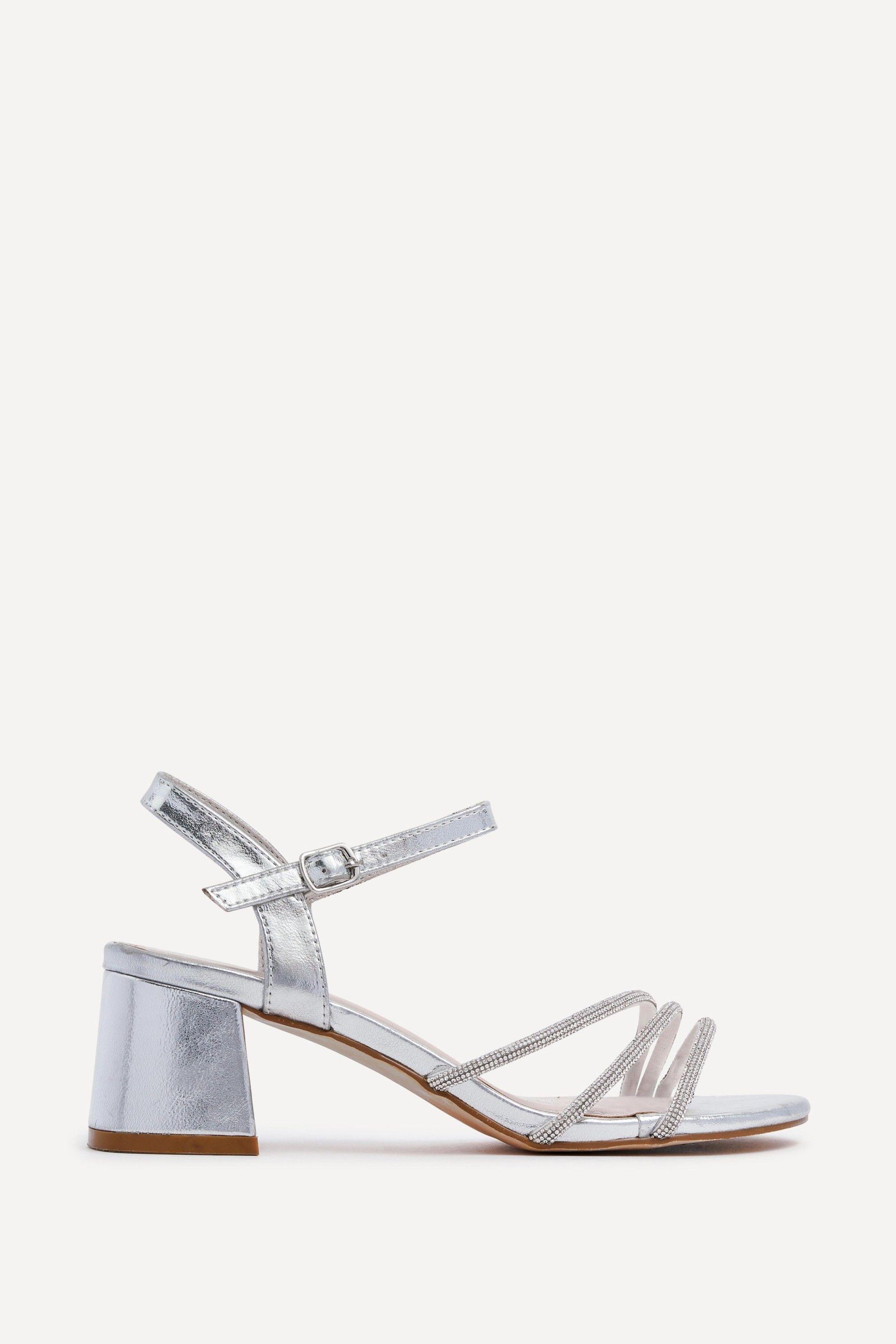 Carnation Silver Diamante Heeled Sandals by LINZI