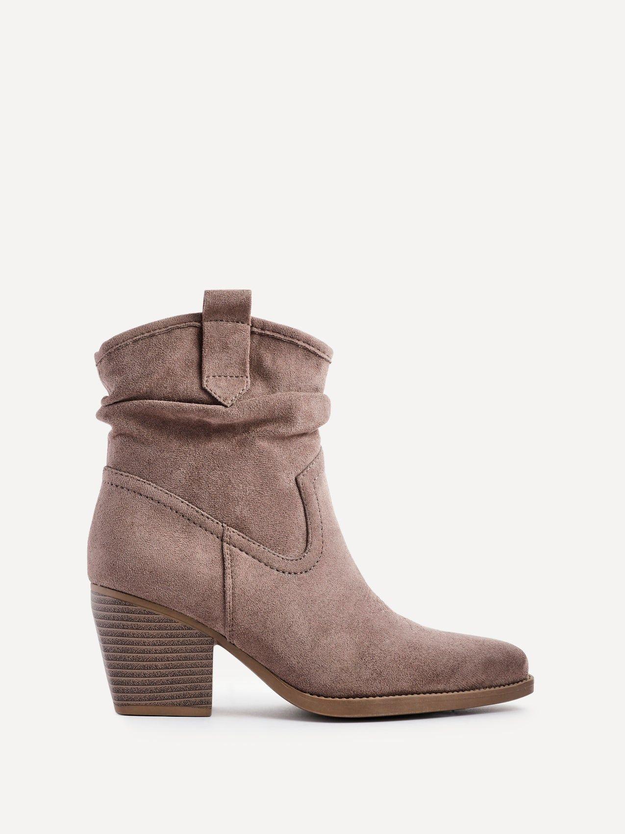 Carter Mocha Faux Suede Western Inspired Ankle Boot by LINZI