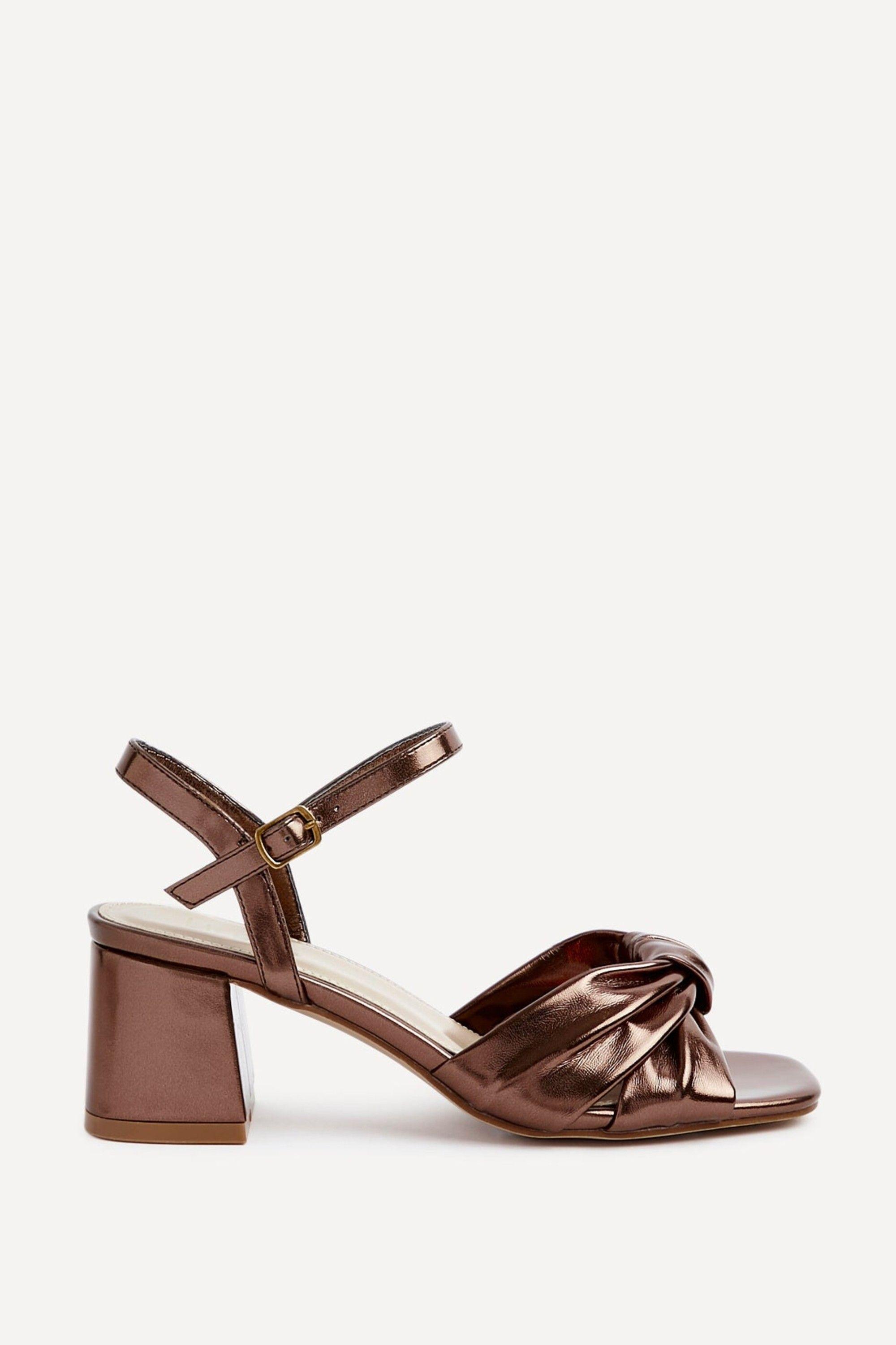 Charlotte Bronze Faux Leather Knotted Heels by LINZI