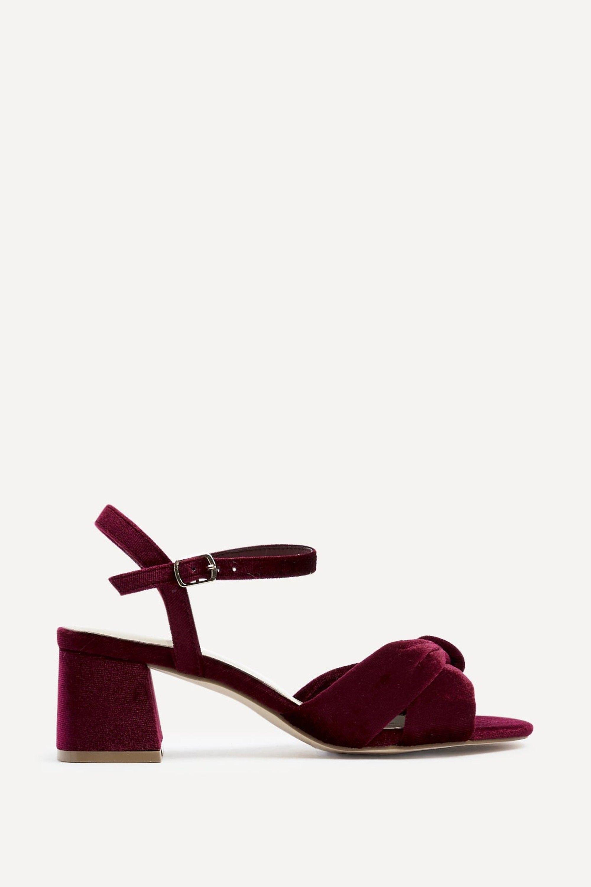 Charlotte Burgundy Velvet Block Heeled Sandal by LINZI