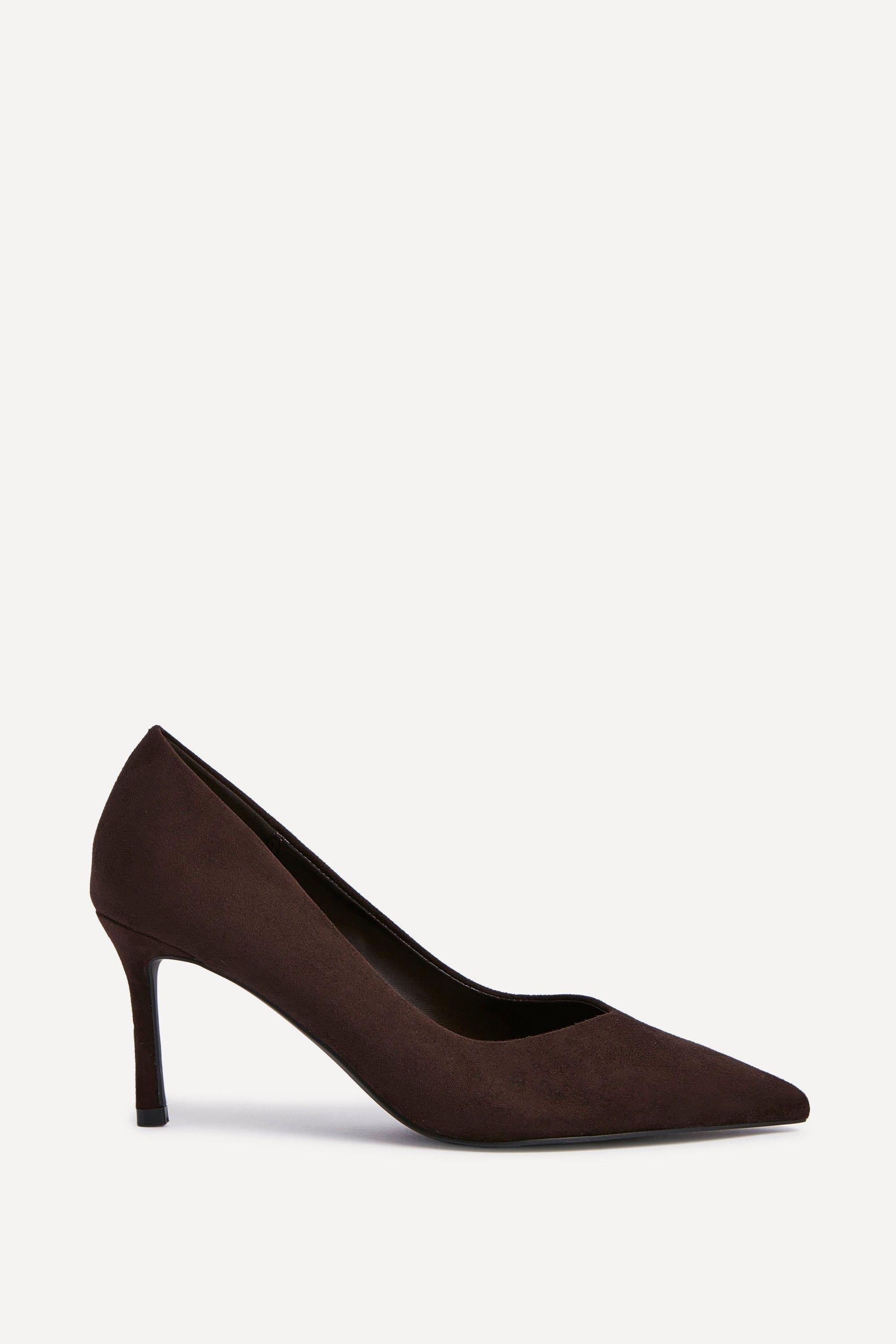 Classic Brown Faux Suede Court Heels by LINZI
