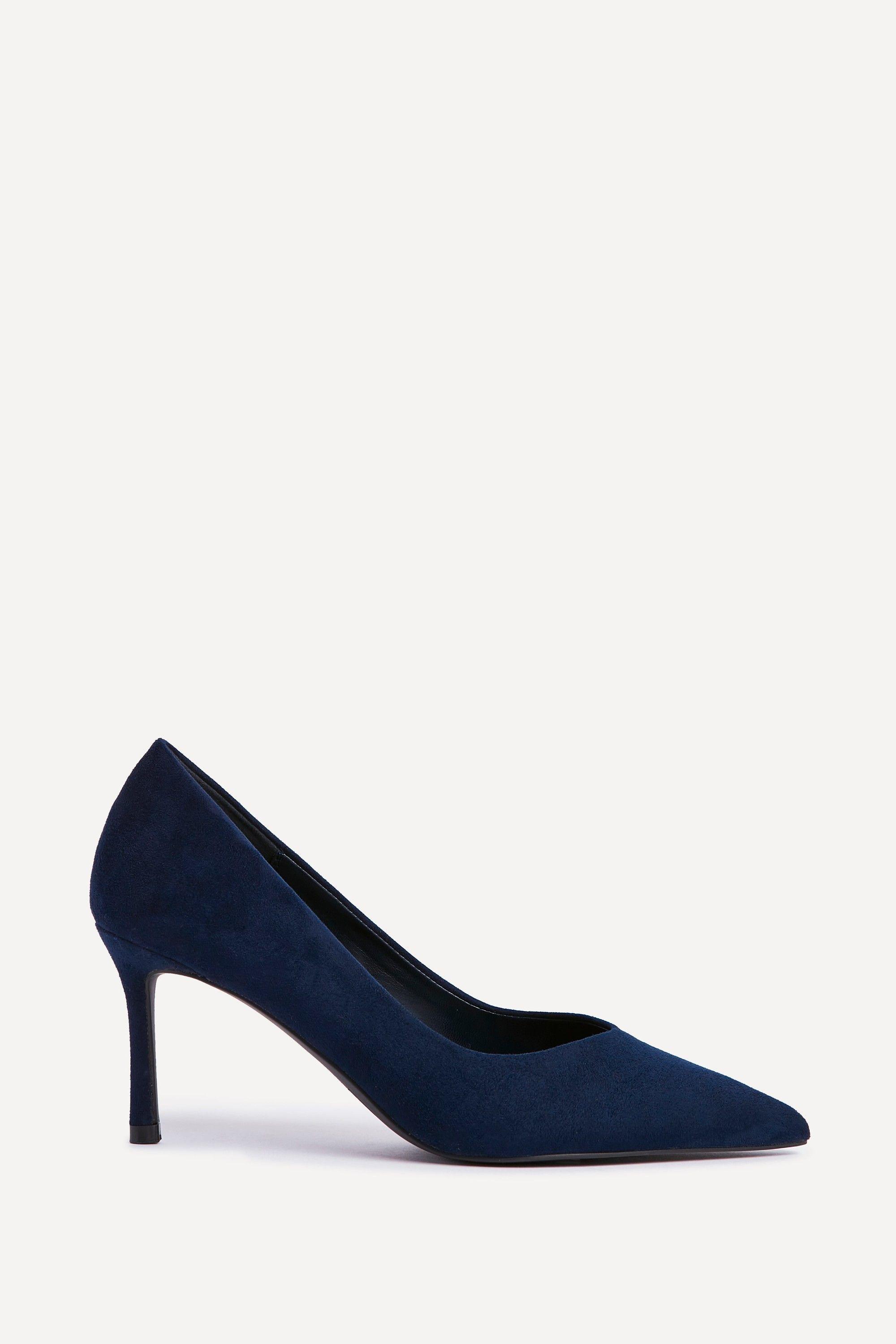 Classic Navy Faux Suede Court Heels by LINZI