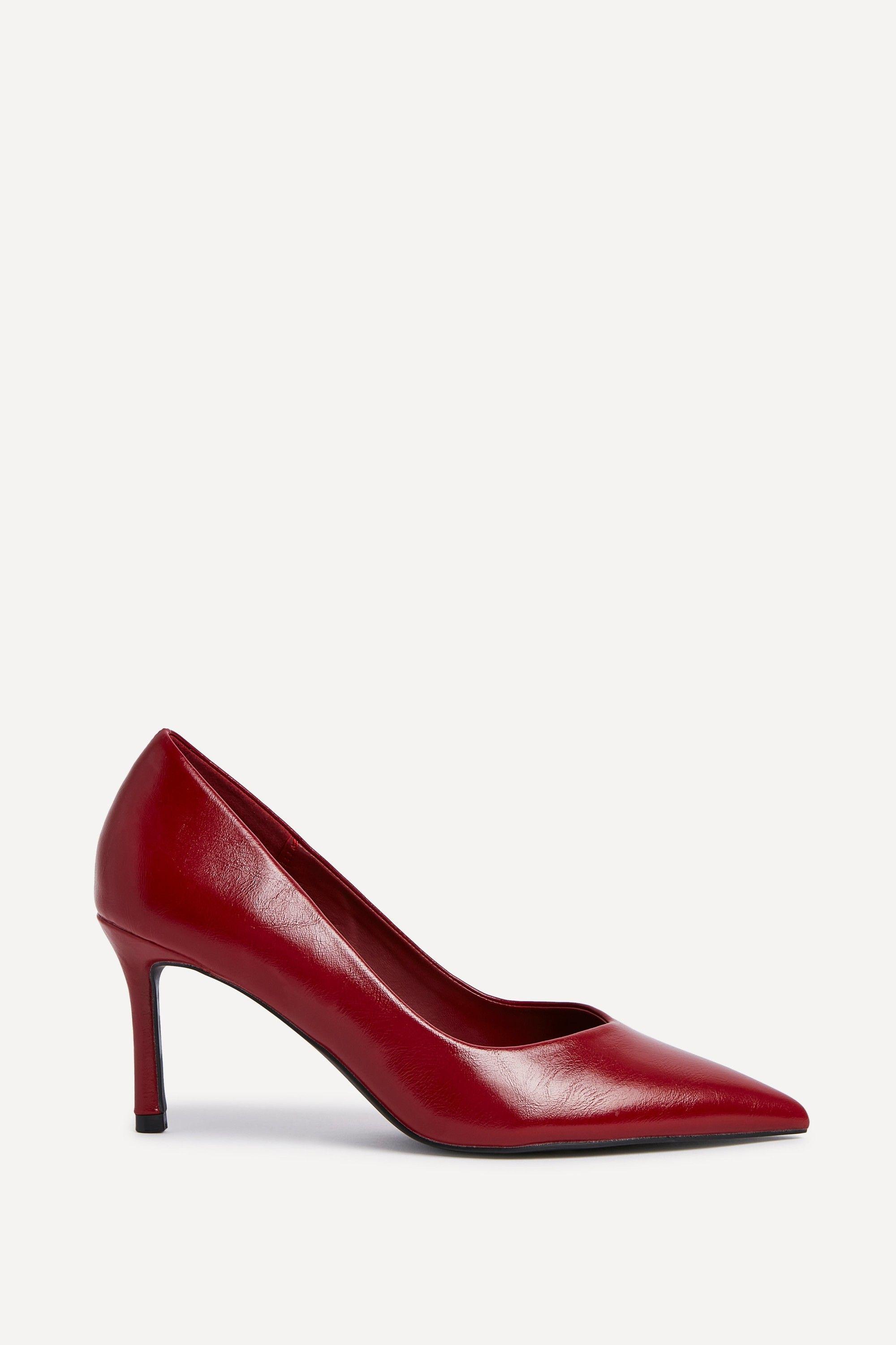 Classic Red Faux Leather Court Heels by LINZI