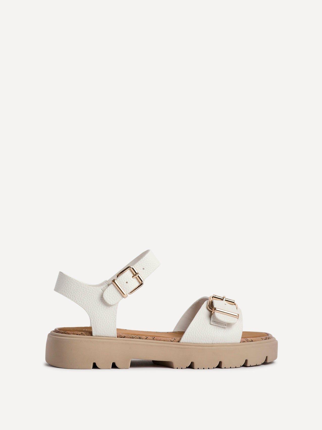 Comet White Chunky Sandals by LINZI