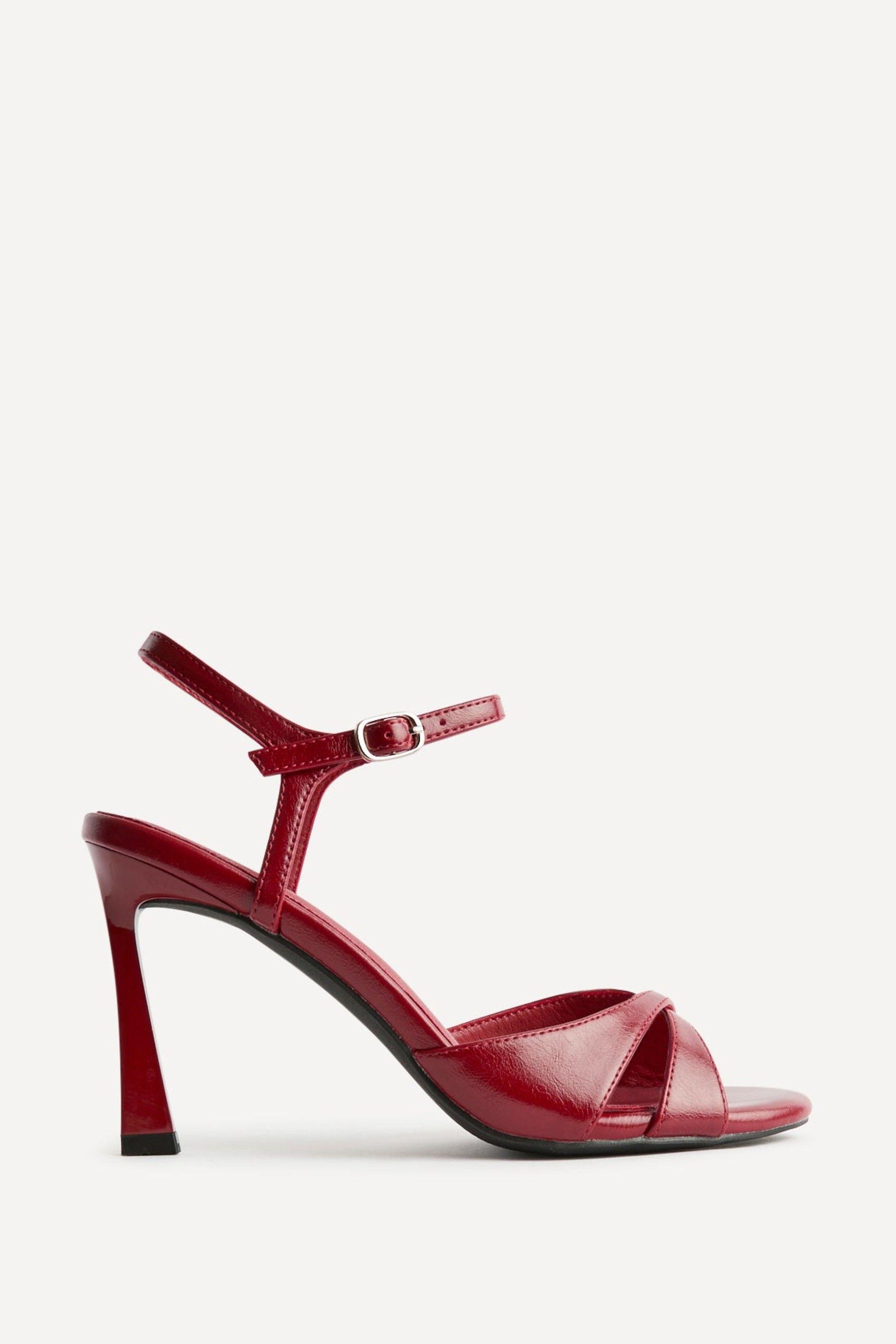 Compelled Red Stiletto Heeled Sandals by LINZI
