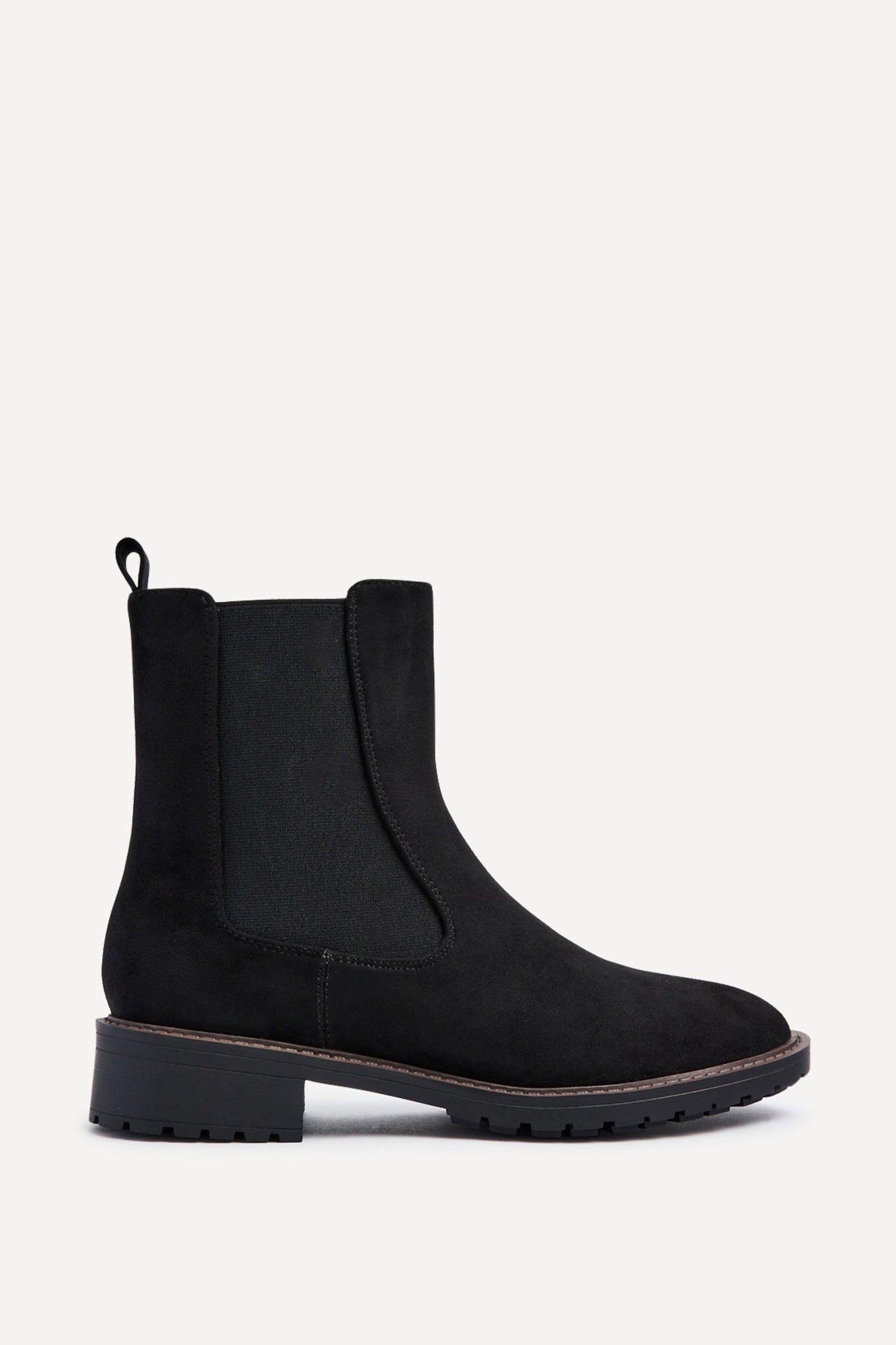 Dalston Black Faux Suede Classic Chelsea Boot by LINZI