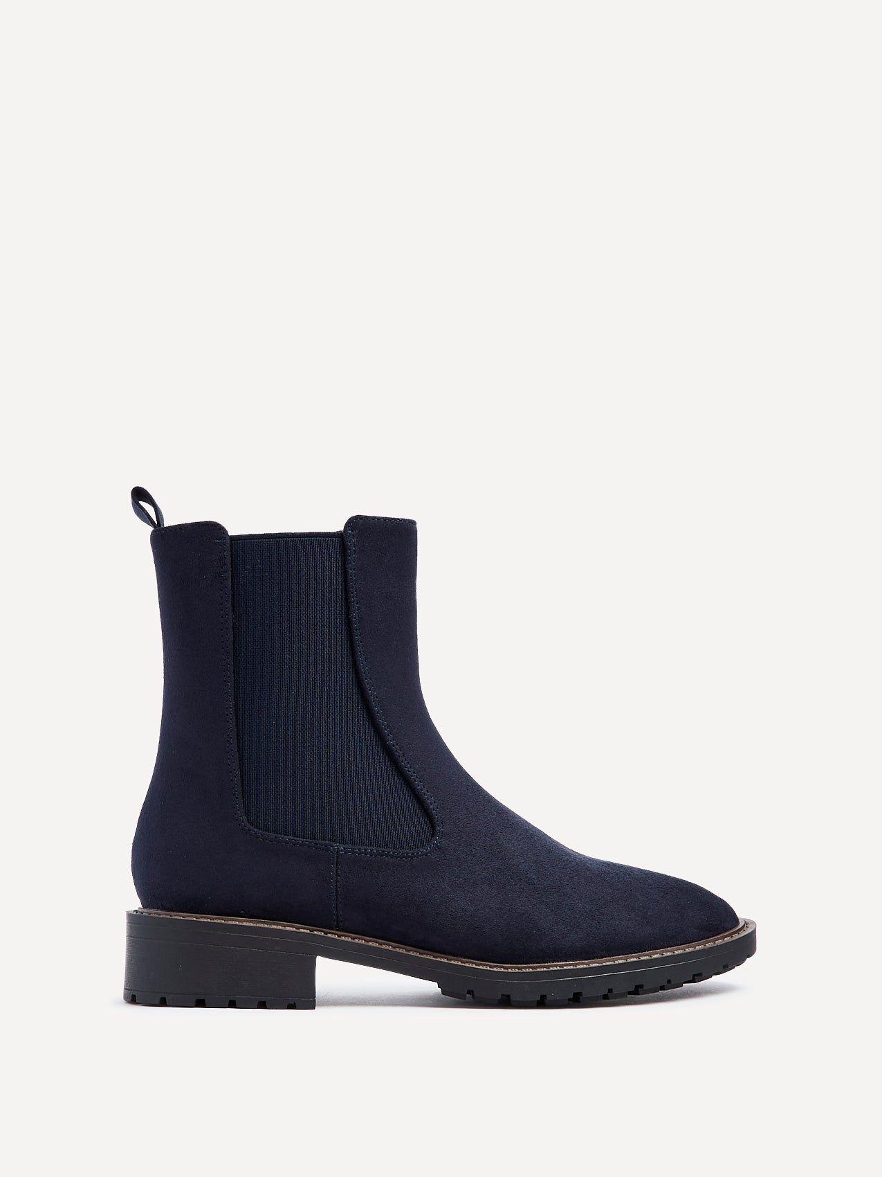 Dalston Navy Faux Suede Classic Chelsea Boot by LINZI