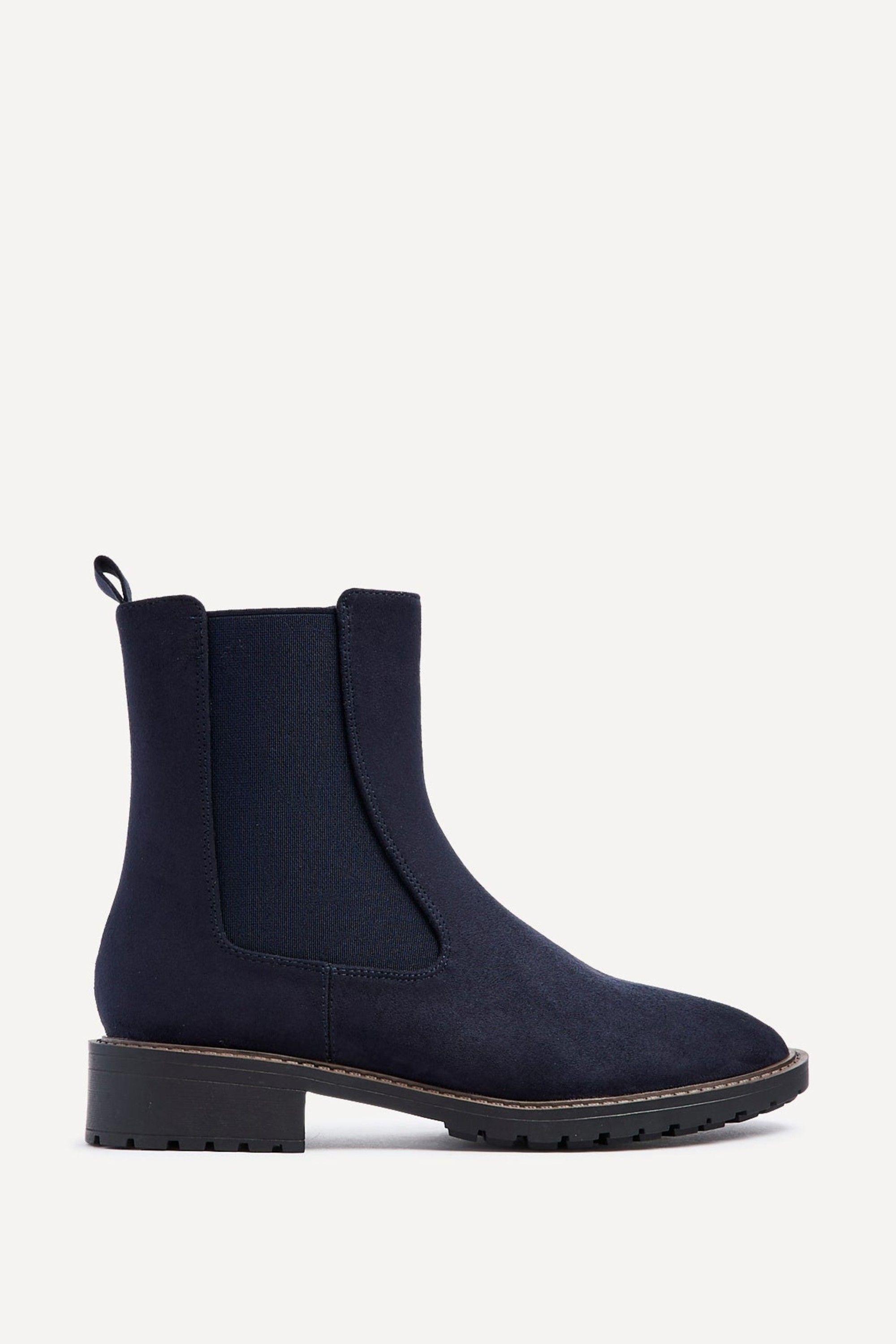Dalston Navy Faux Suede Classic Chelsea Boot by LINZI