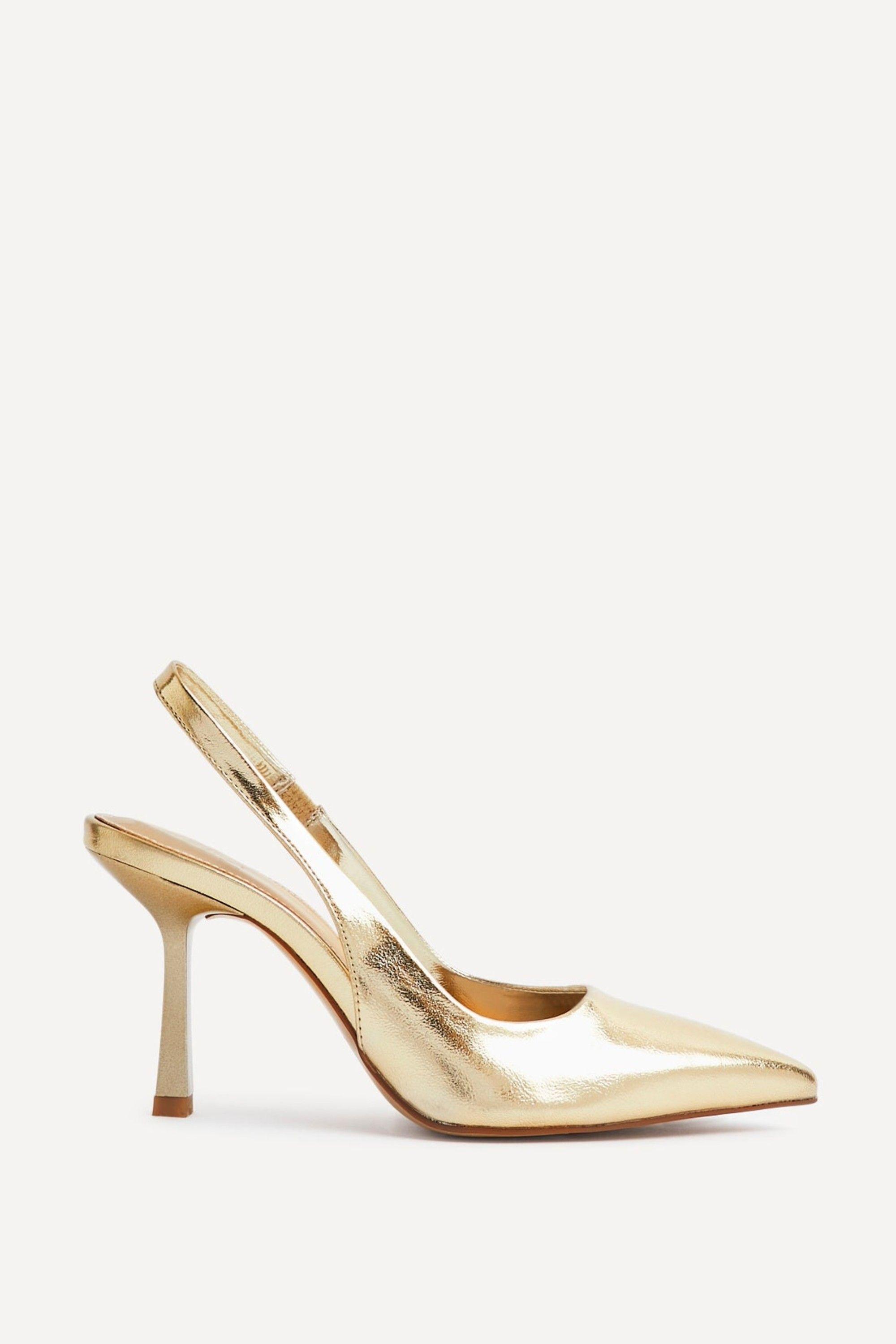 Dash Gold Faux Leather Court Heels by LINZI