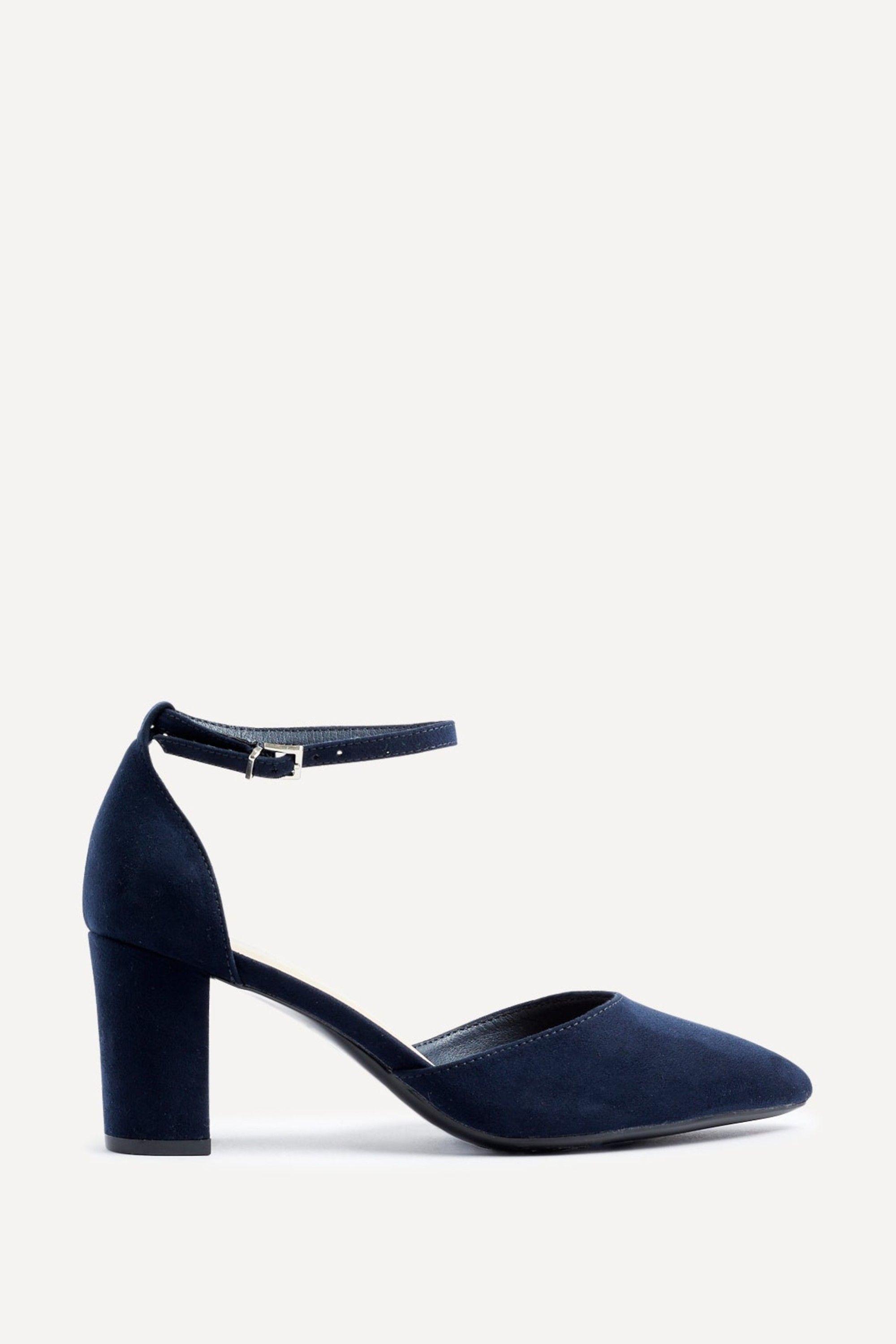 Davinas Wide Fit Navy Faux Suede Court Heels by LINZI