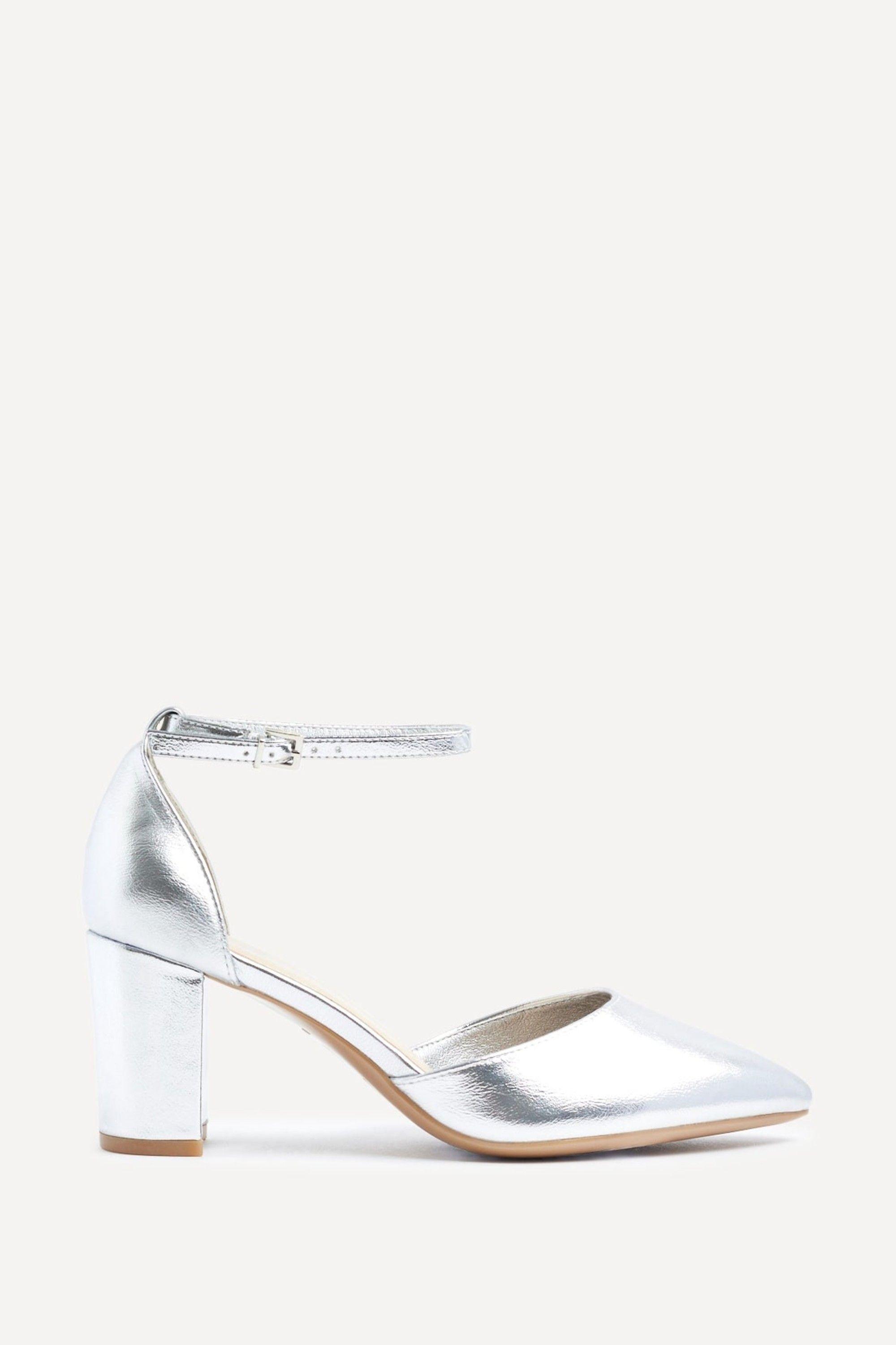 Davinas Wide Fit Silver Faux Leather Court Heels by LINZI