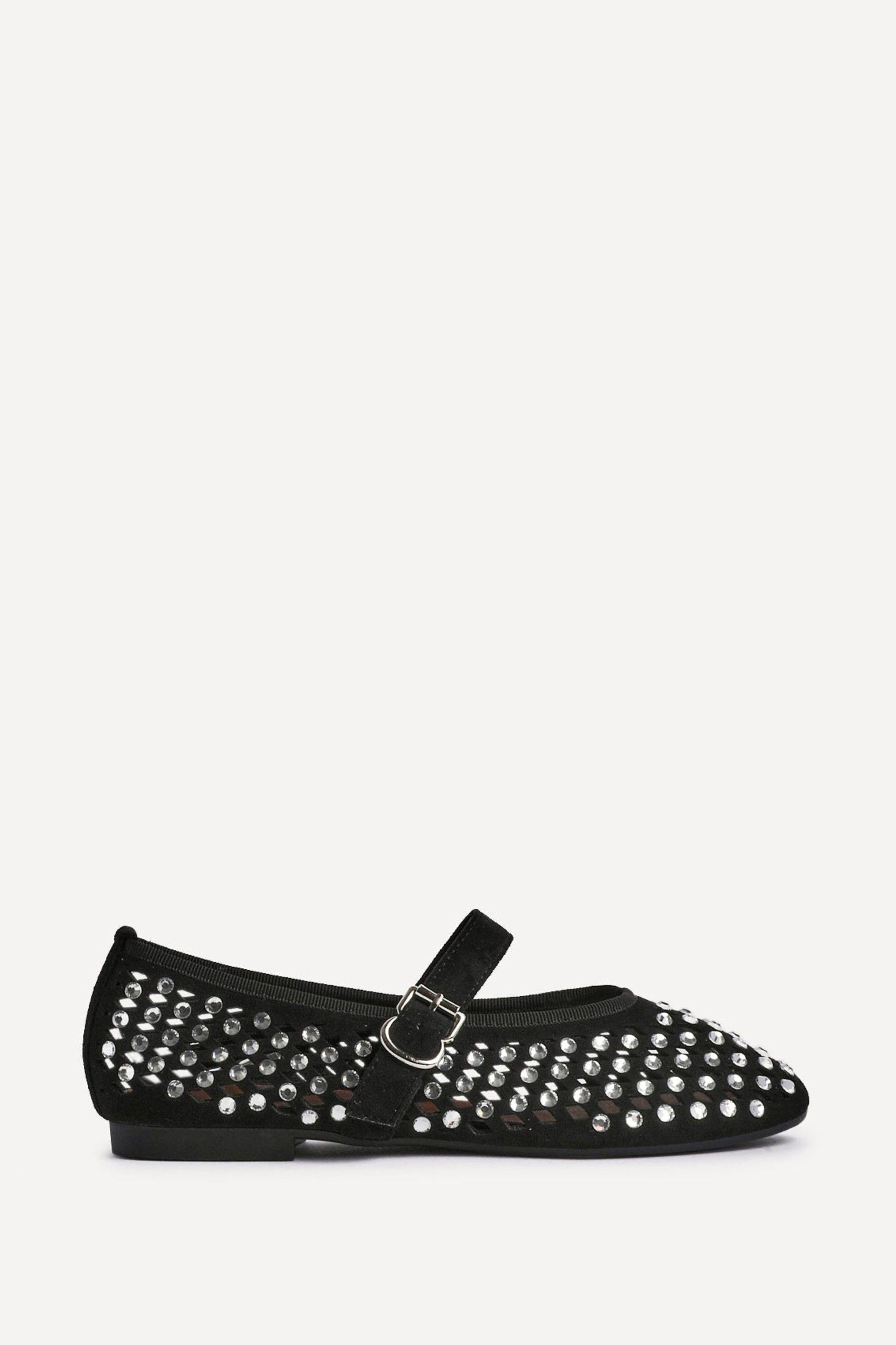 Delicate Black Suede Ballet Pumps by LINZI