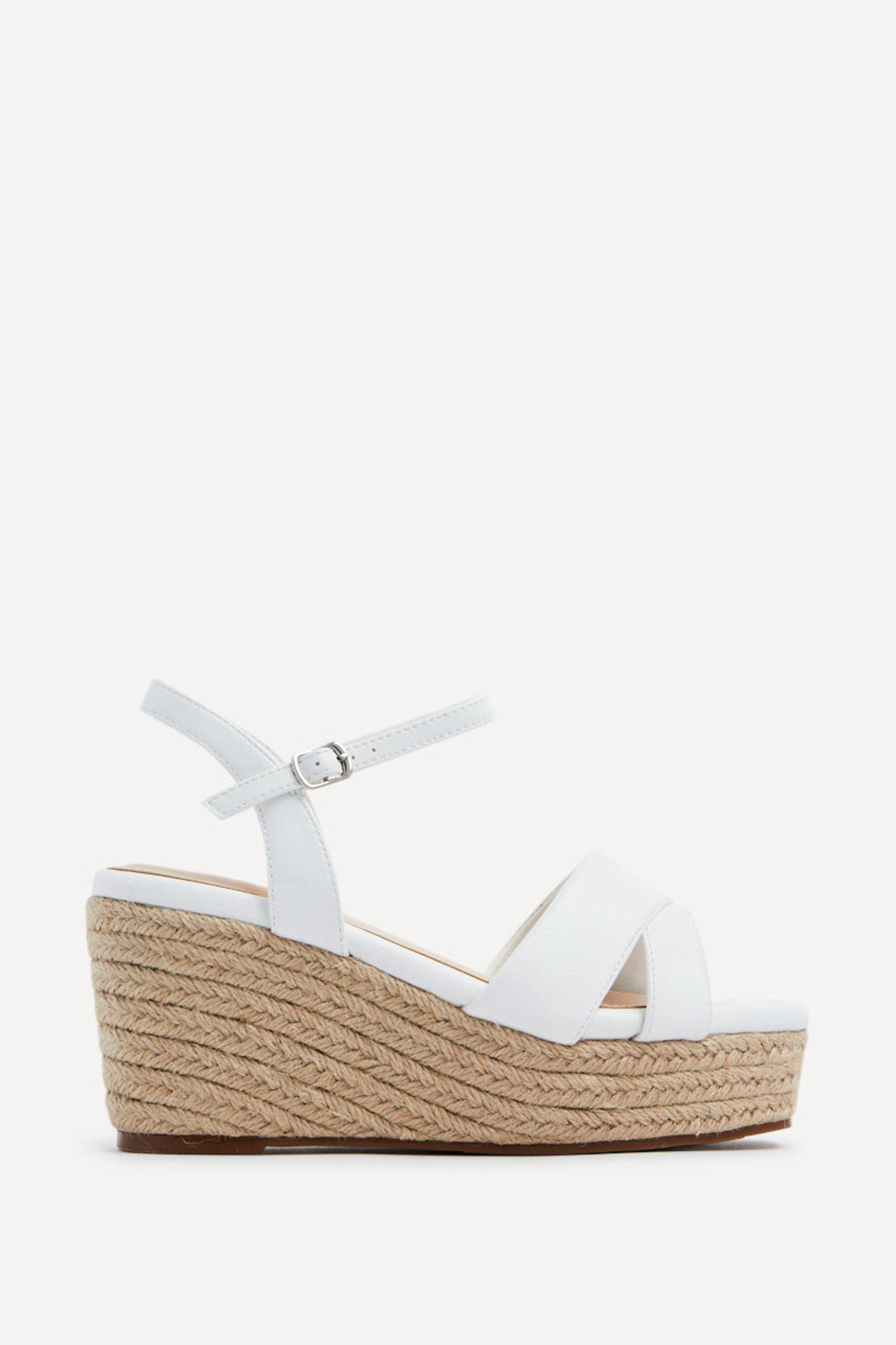 Desert Wide Fit White Faux Leather Wedges by LINZI Desert Wide Fit White Faux Leather Wedges by LINZI