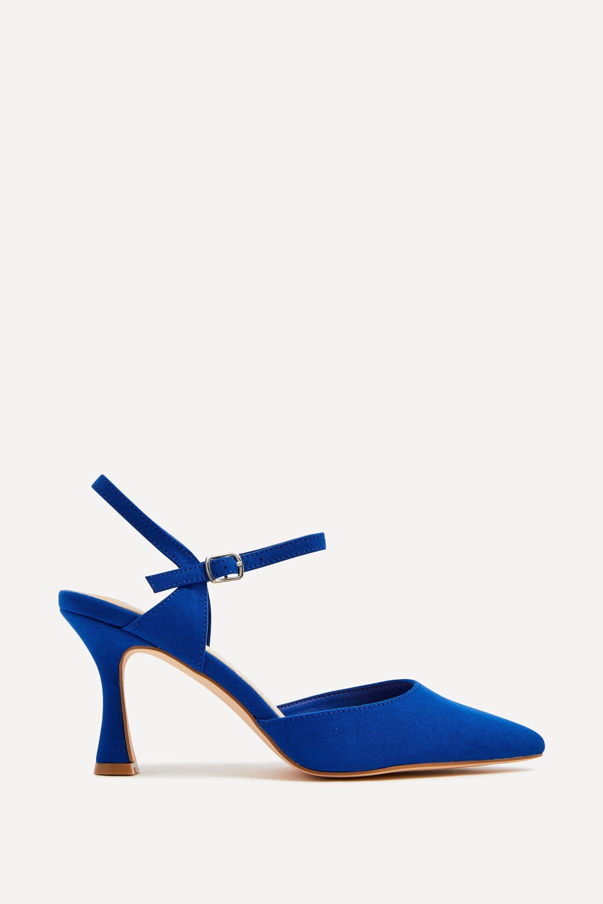 Duet Wide Fit Cobalt Blue Faux Suede Open Back Stiletto Court Heel by LINZI Duet Wide Fit Cobalt Blue Faux Suede Open Back Stiletto Court Heel by LINZI