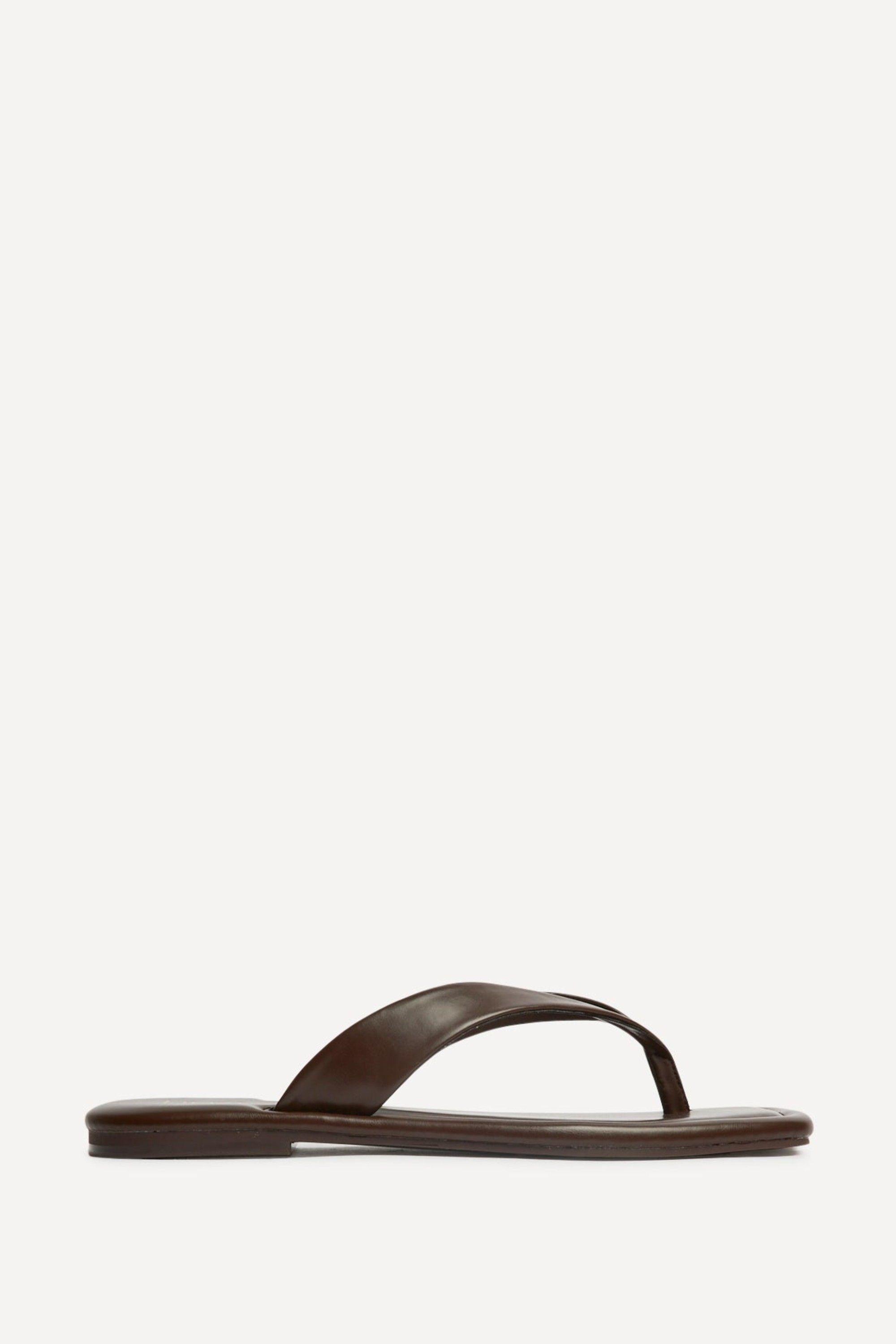 Element Brown Toe Post Flat Sandals by LINZI