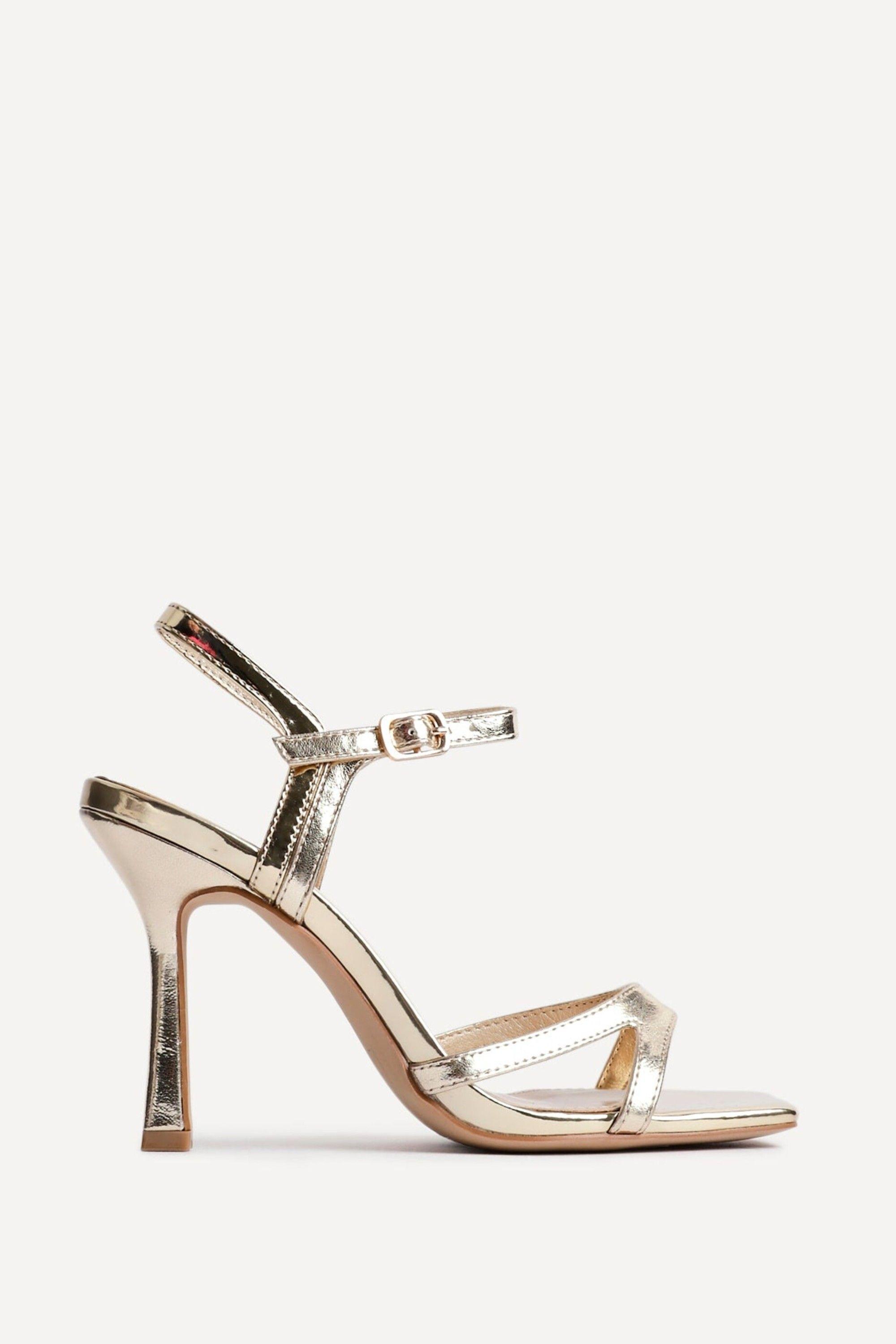 Empress Gold Faux Leather Stiletto Heeled Sandal by LINZI