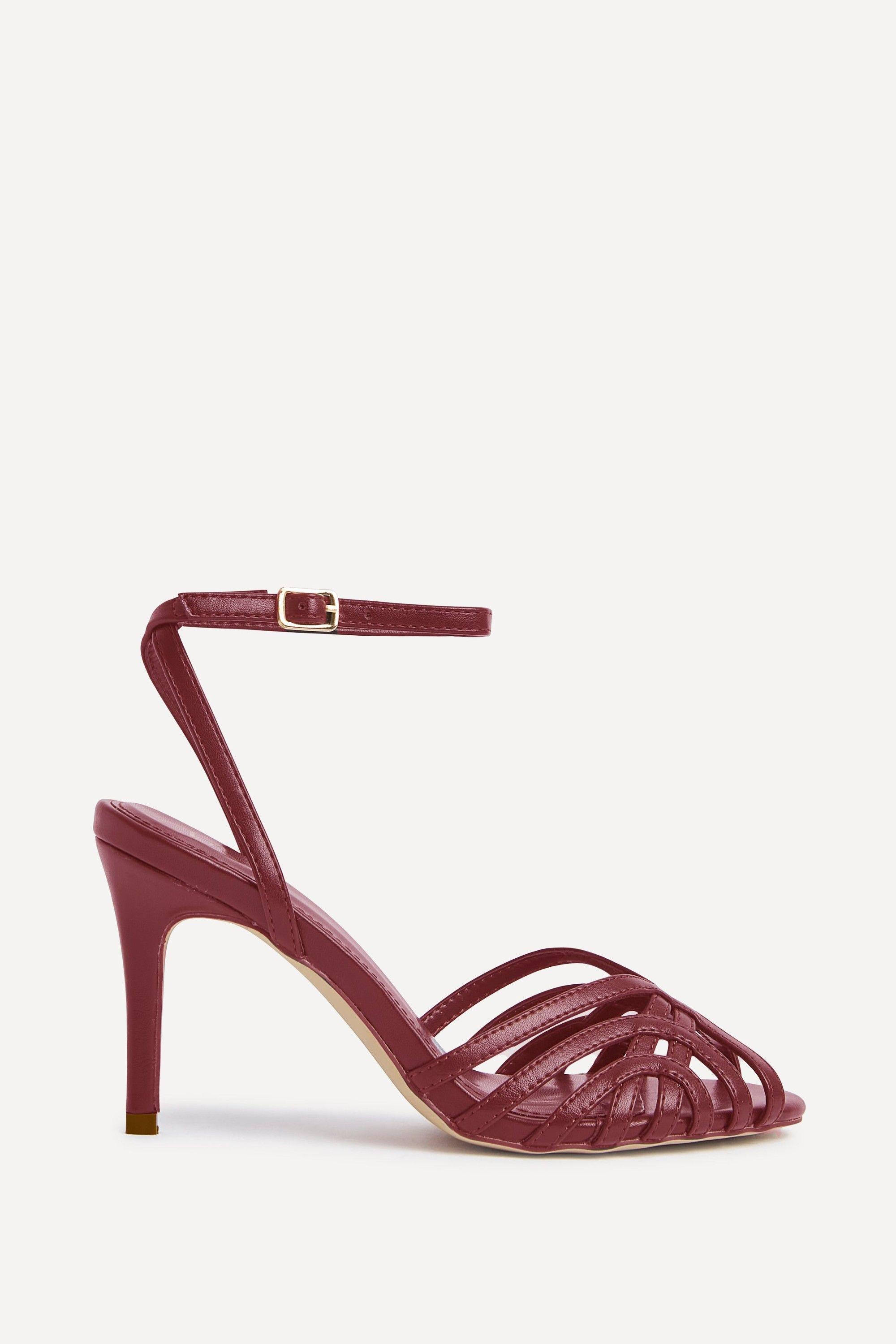 Eros Burgundy Faux Leather Caged Stiletto Heel by LINZI