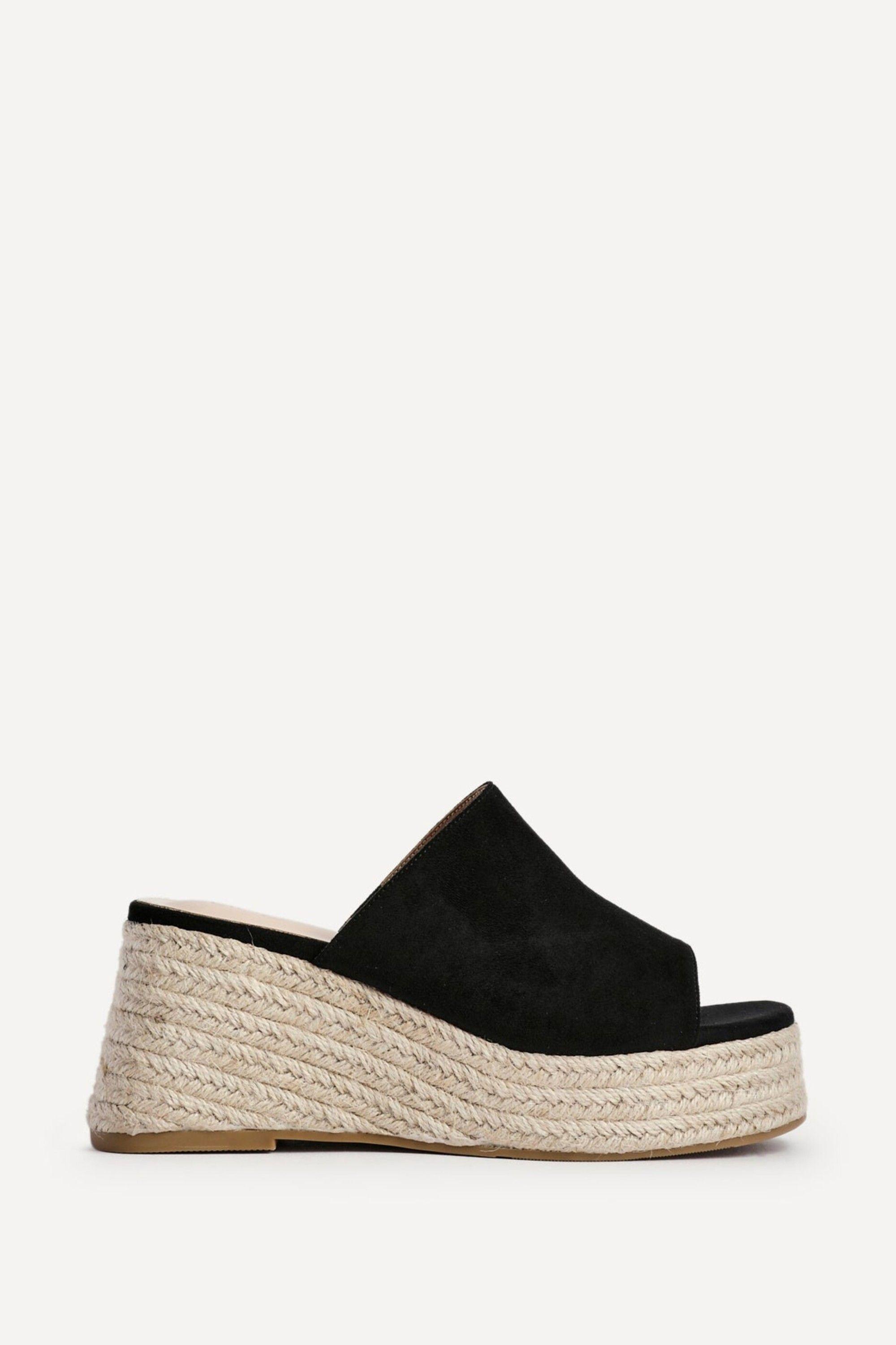 Espresso Black Espadrille Mule Wedges by LINZI