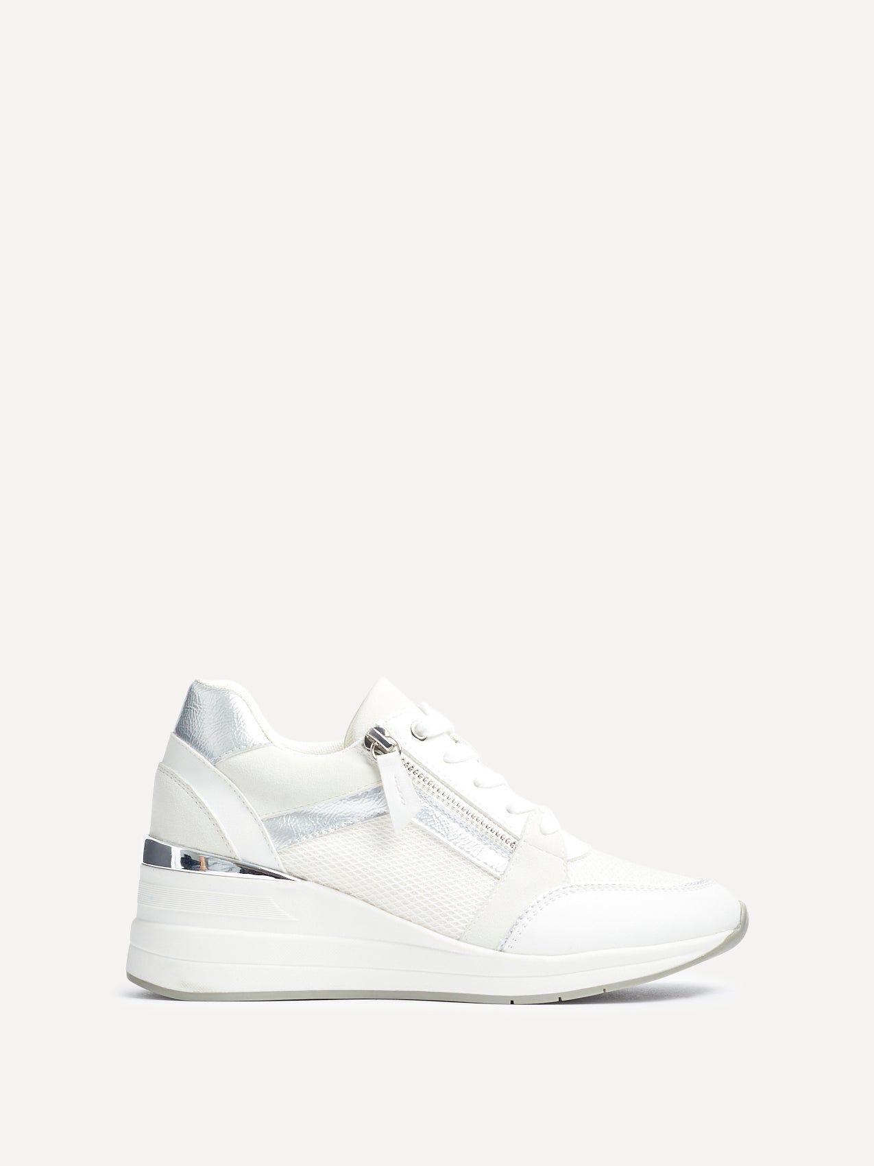Everett White & Silver Wedged Trainer by LINZI