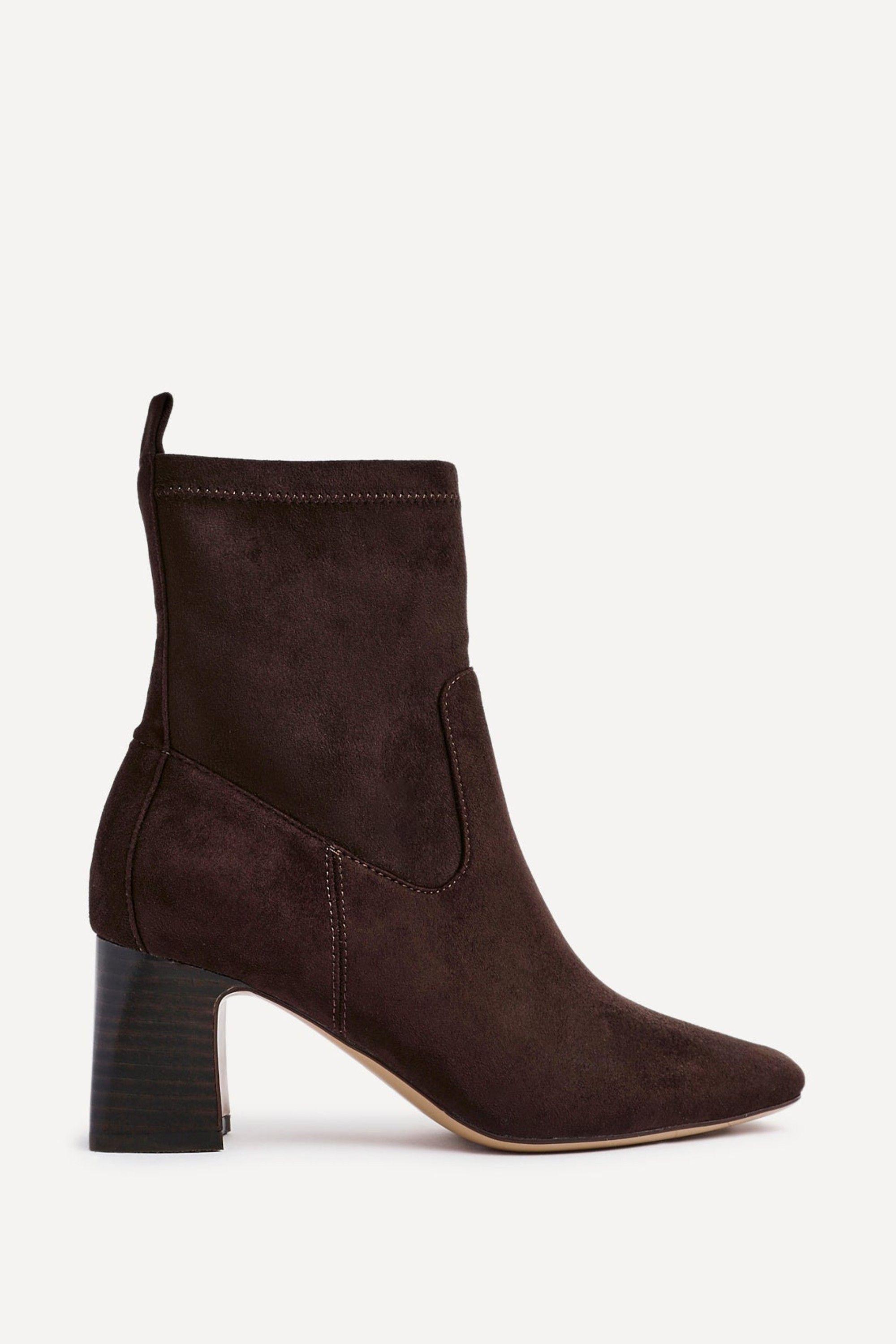 Francisco Brown Faux Suede Heeled Ankle Boot by LINZI