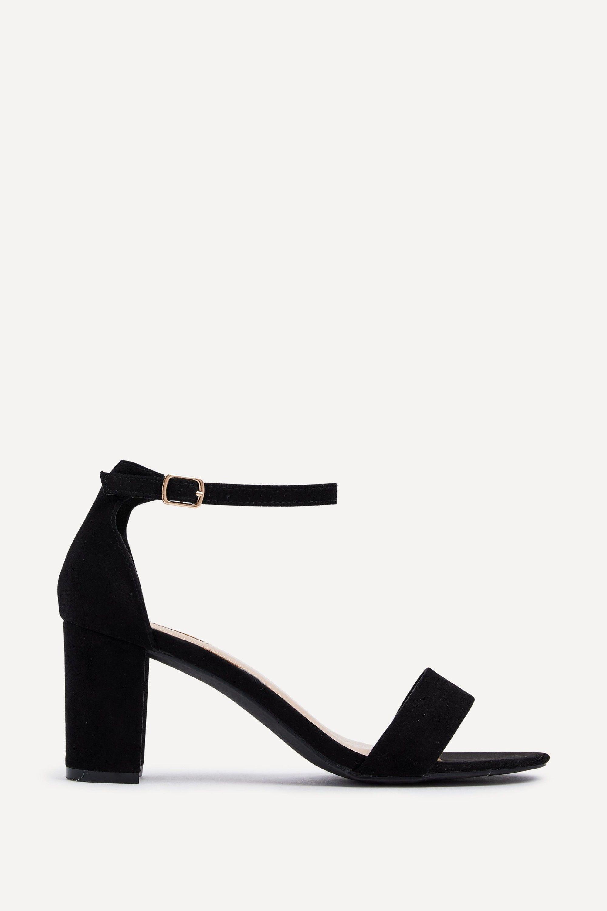 Frankie Black Faux Suede Barely There Closed Back Block Heeled Sandal by LINZI