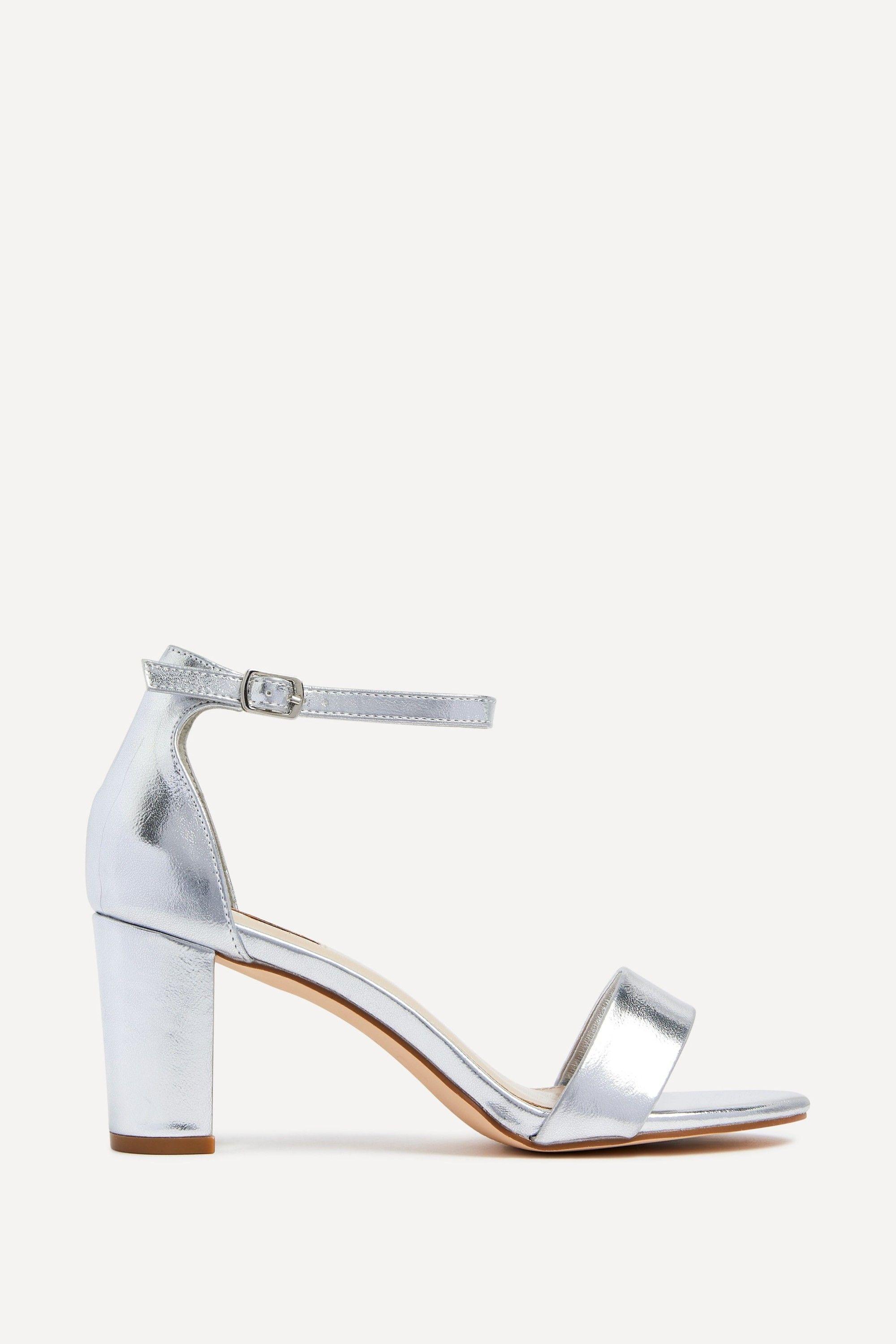 Frankie Silver Faux Leather Barely There Closed Back Block Heeled Sandal by LINZI
