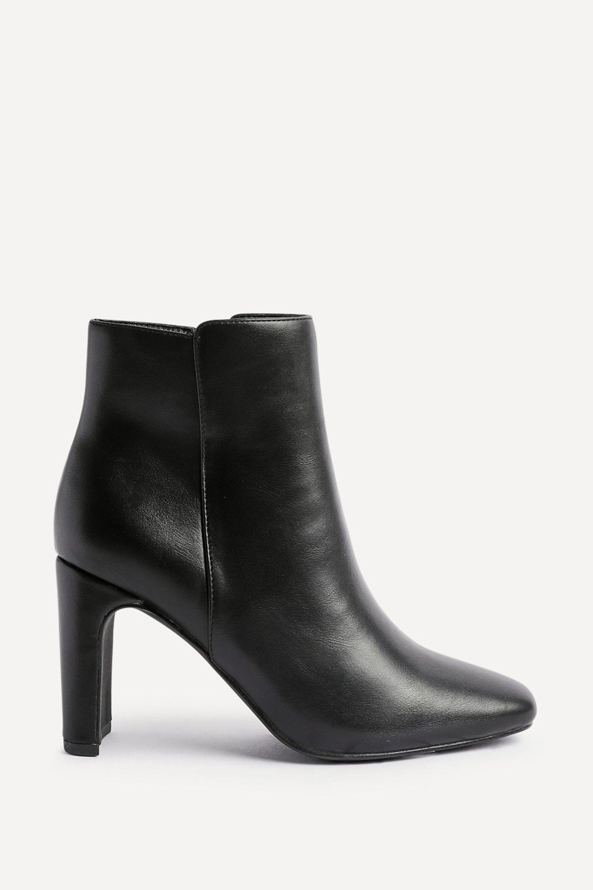 Glance Black Faux Leather Block Heel Ankle Boot by LINZI