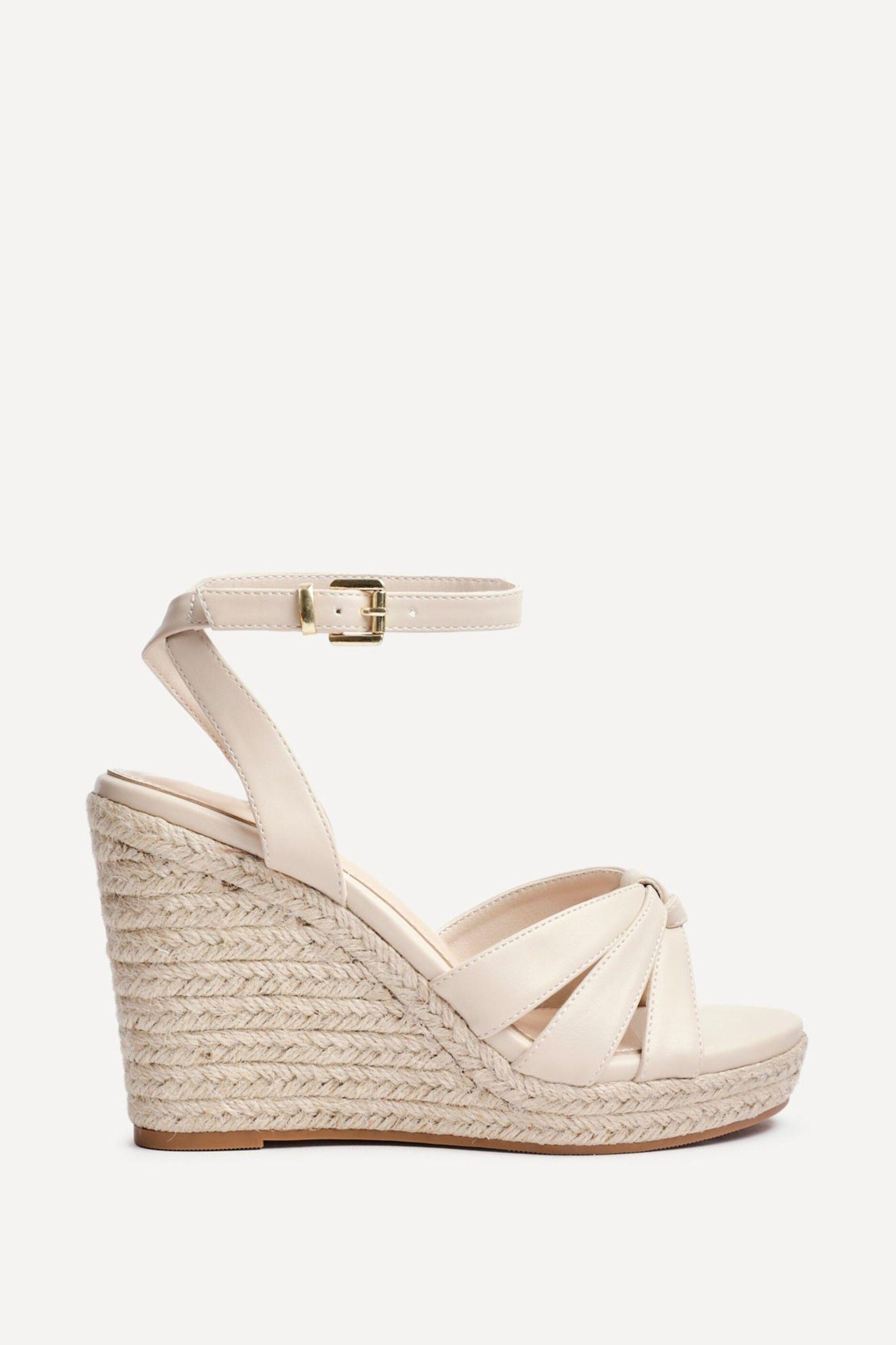 Goddess Nude Faux Leather Espadrille Wedges by LINZI