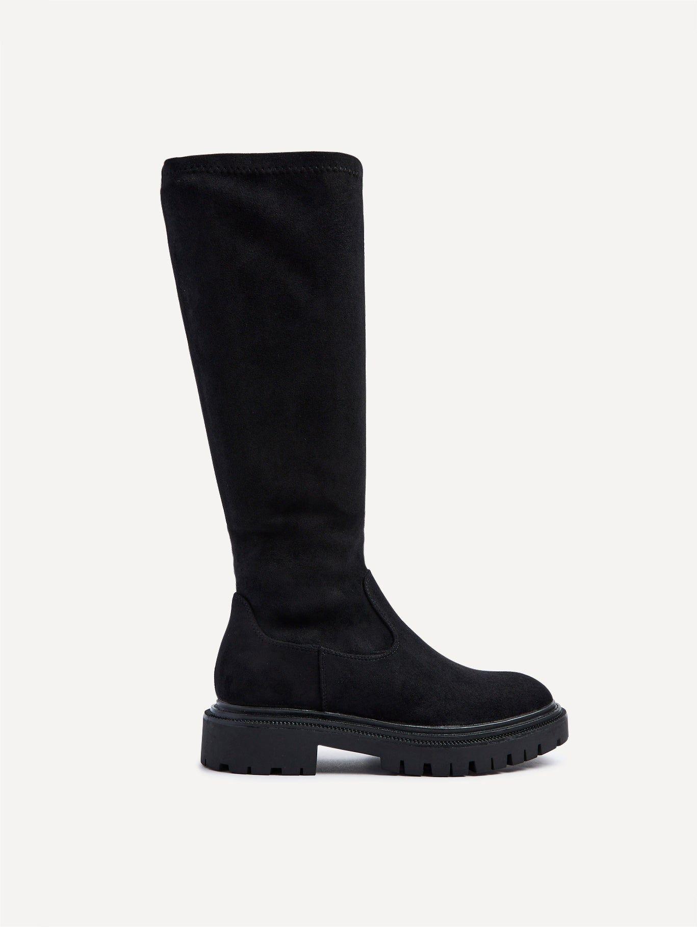 Hallie Black Faux Suede High Leg Stretch Boot by LINZI