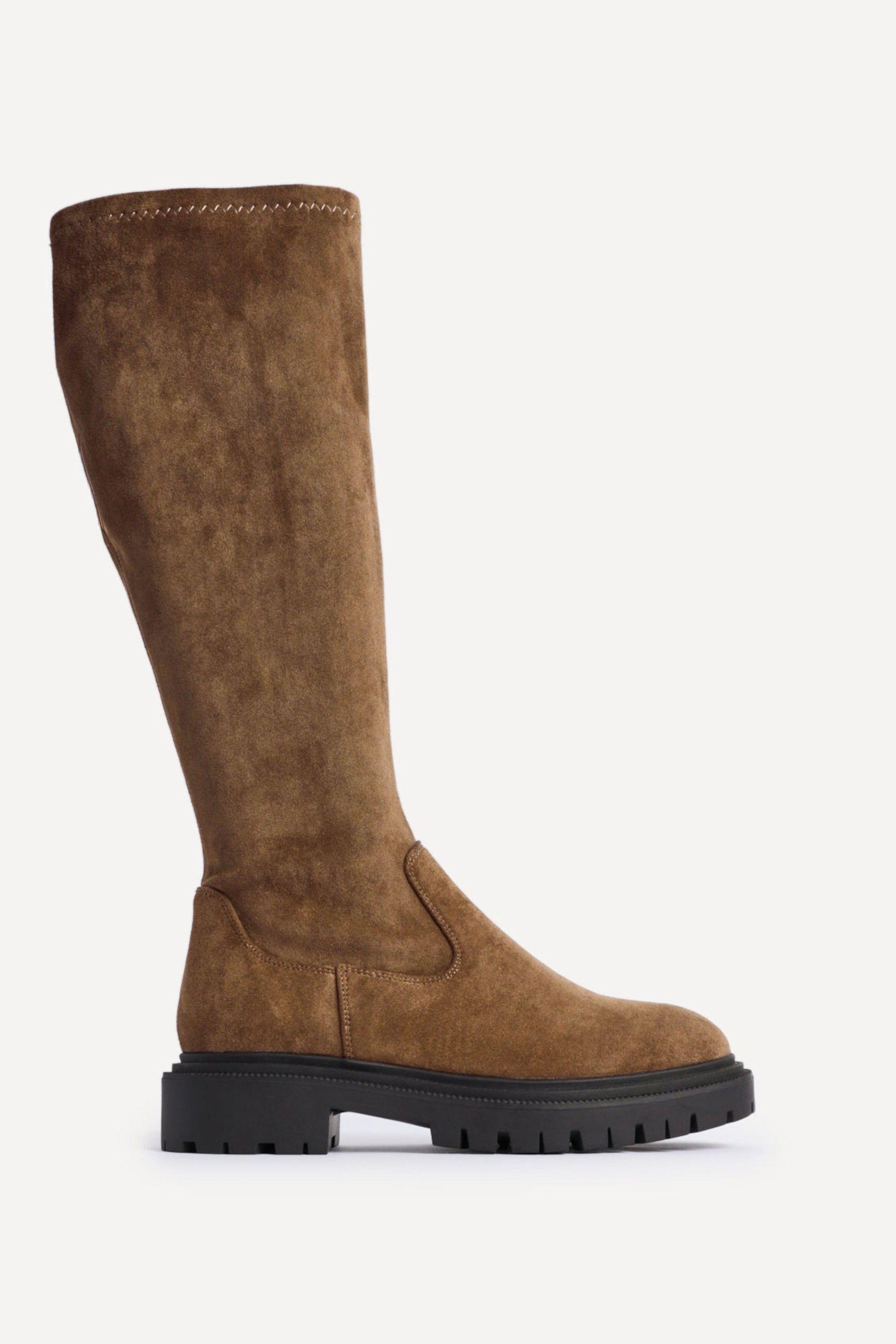 Hallie Tan Faux Suede Long Boots by LINZI