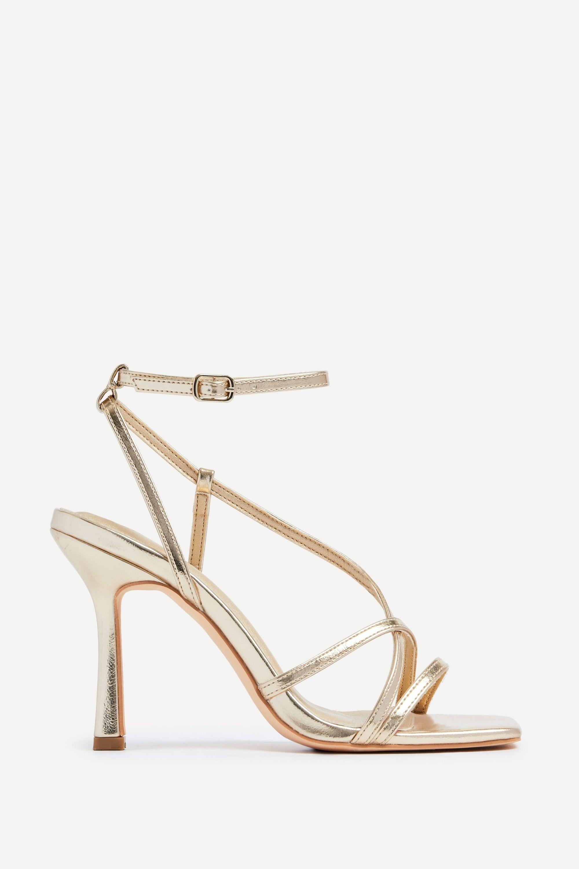 Havana Gold Faux Leather Strappy Heeled Sandal by LINZI