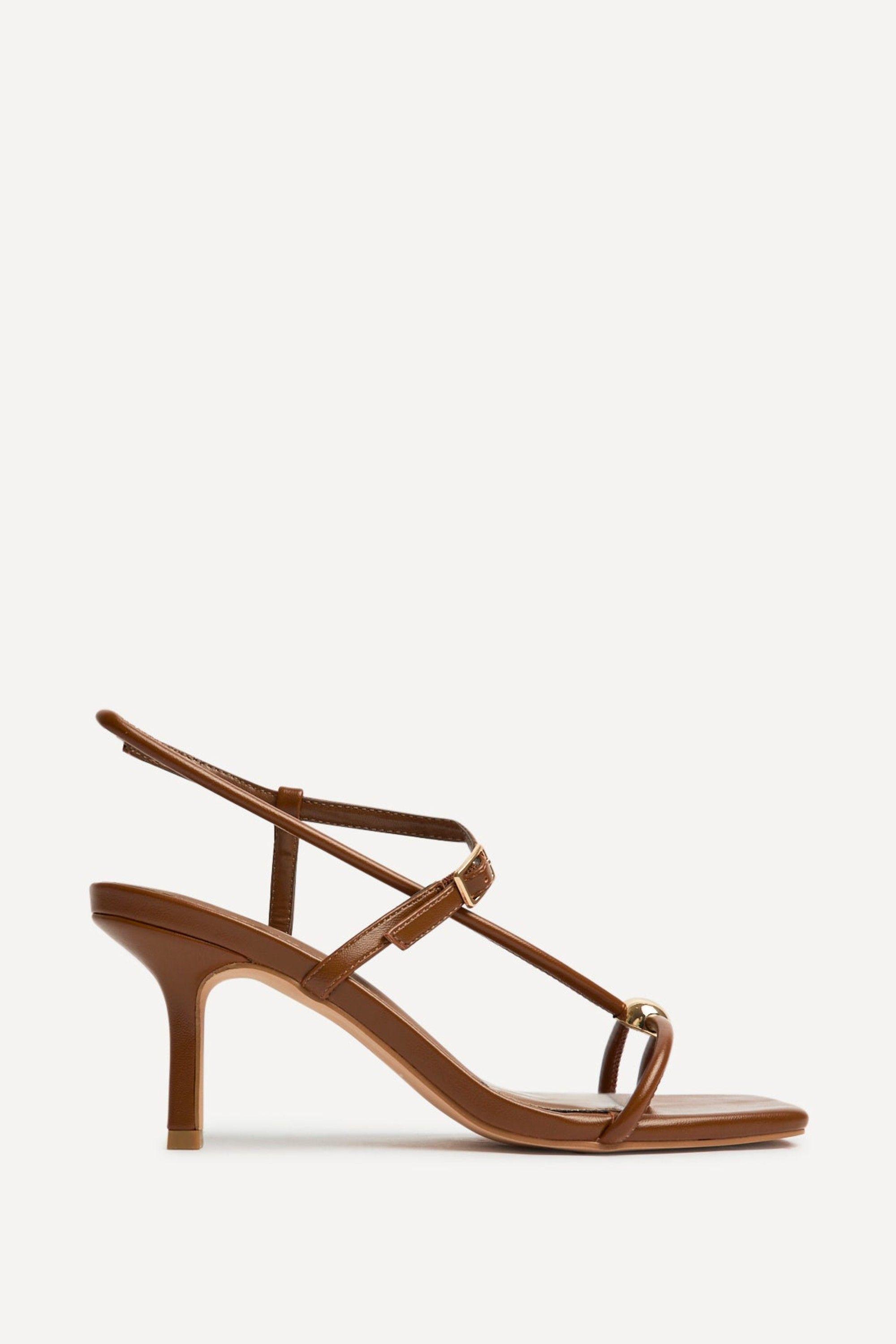 Immersed Tan Heeled Sandals by LINZI