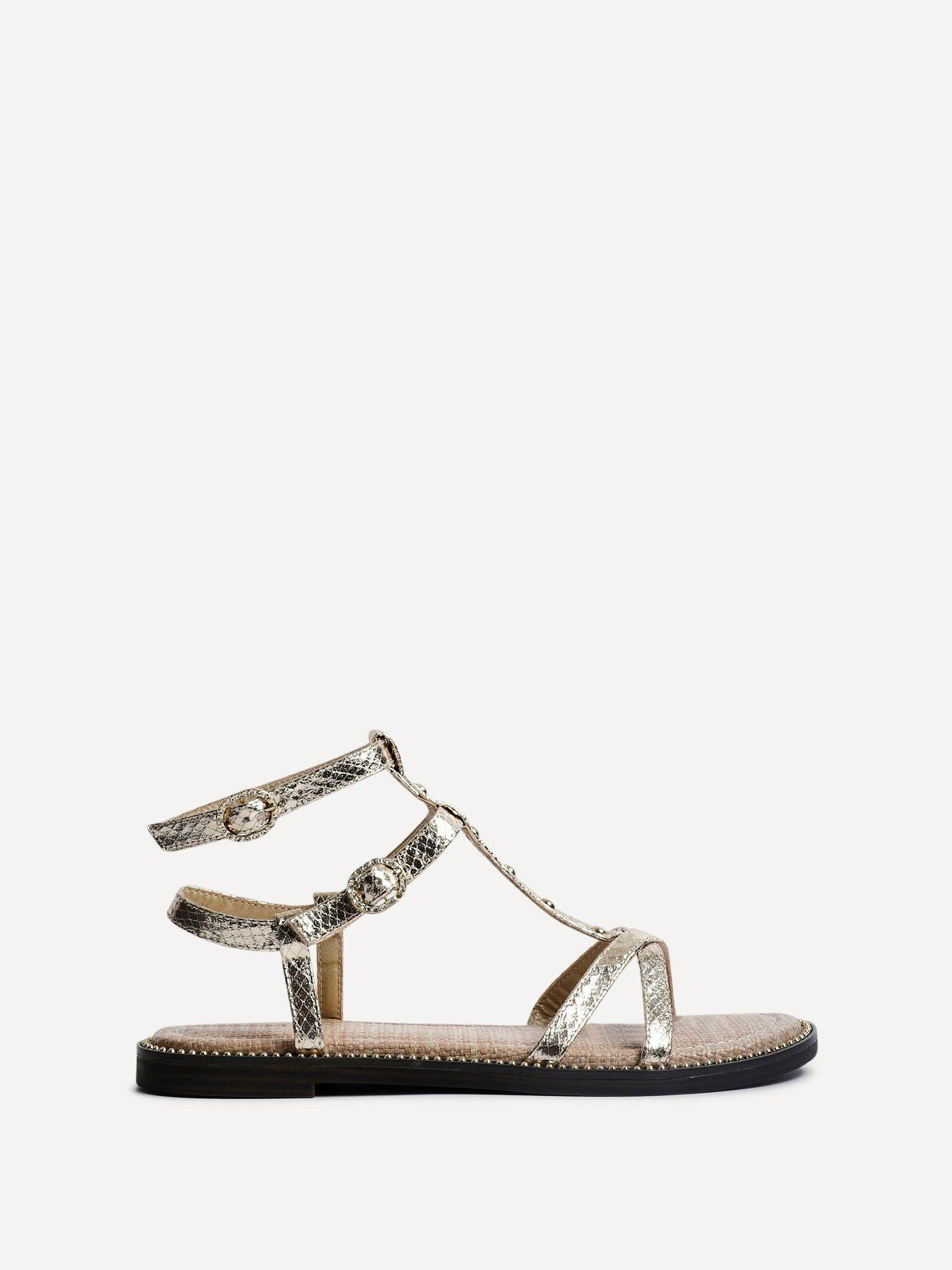 Indiana Gold Studded Gladiator Sandals by LINZI
