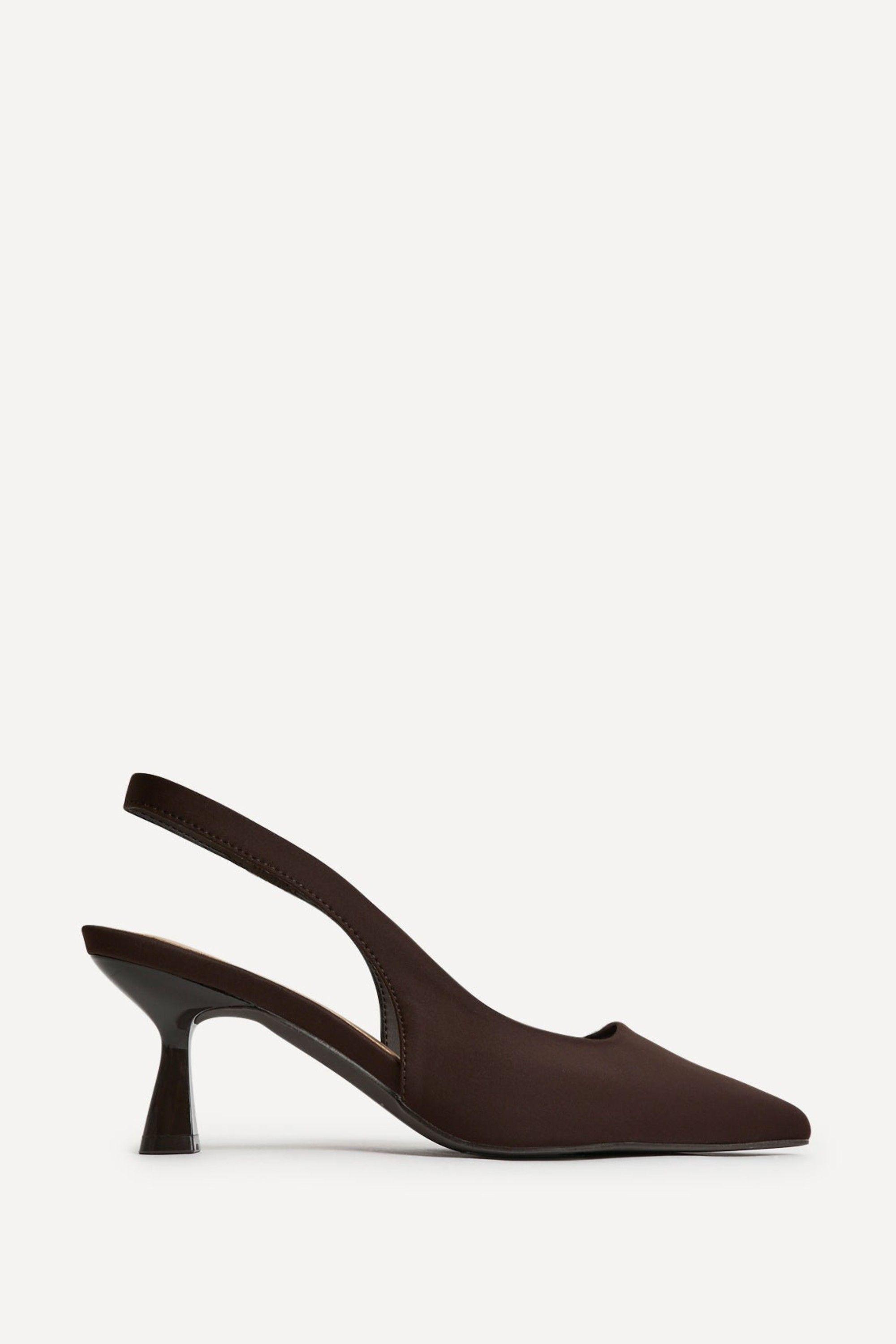 Izzie Wide Fit Brown Lycra Court Heels by LINZI