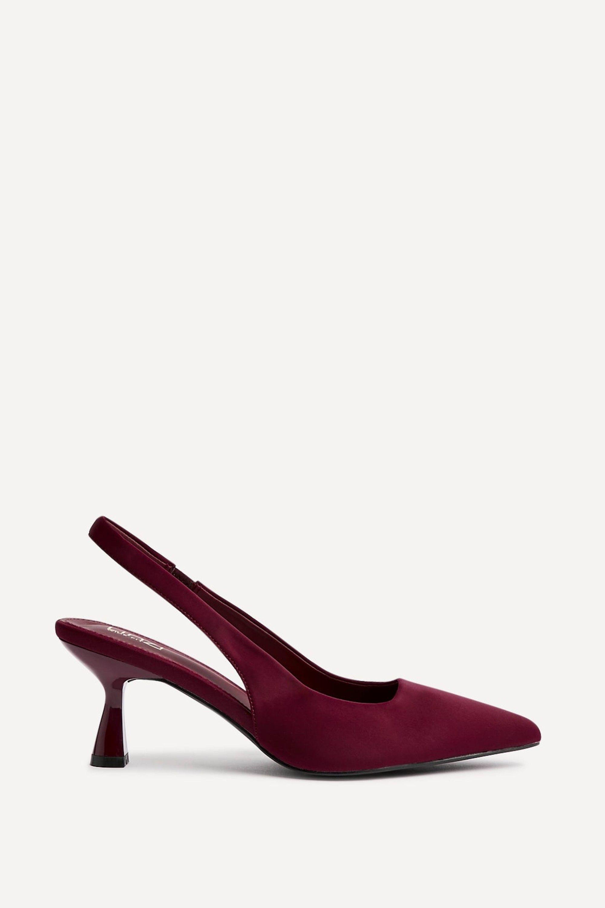 Izzie Wide Fit Burgundy Scuba SlingBack Low Court Heel by LINZI