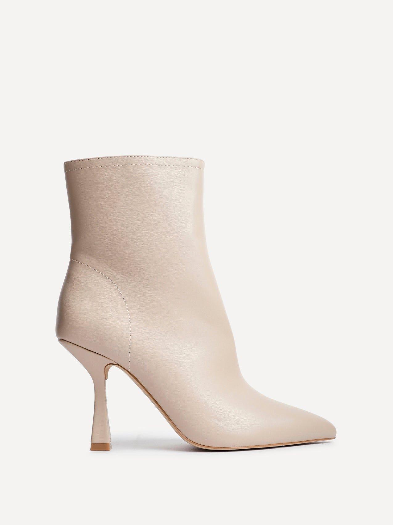 Jetta Beige Faux Leather Heeled Boot by LINZI
