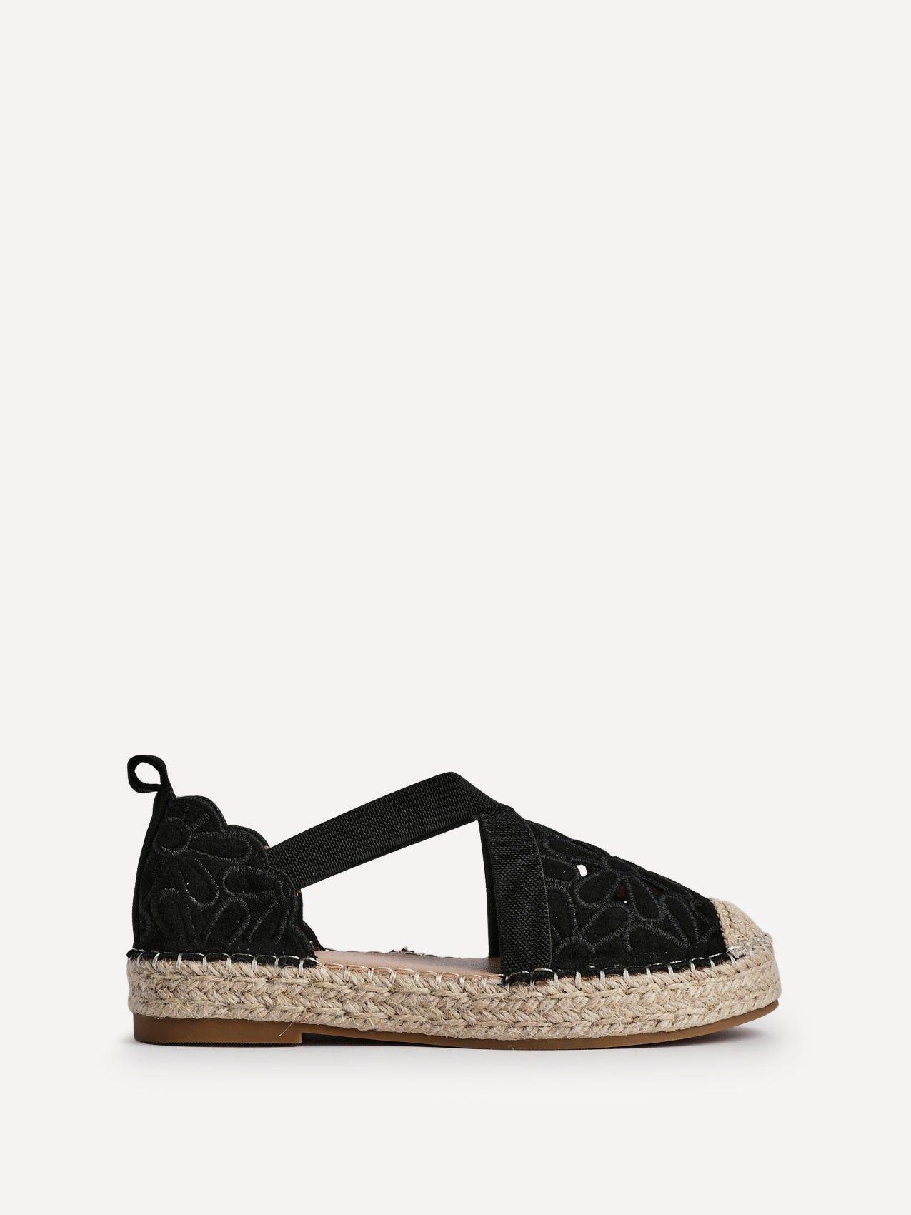 Jillian Black Faux Suede Espadrille Sandals by LINZI