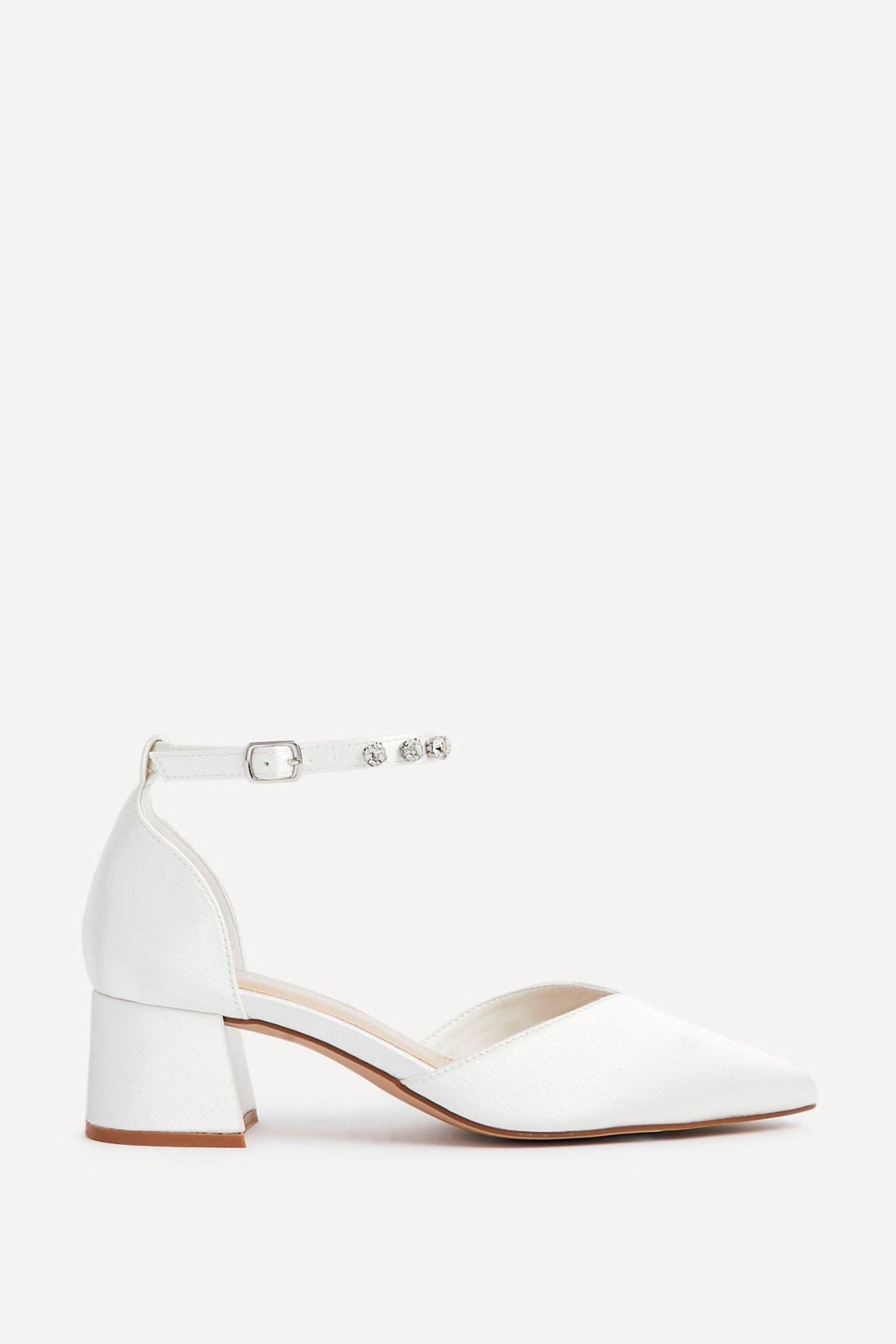 Jordana Ivory Satin Low Block Court Heel by LINZI