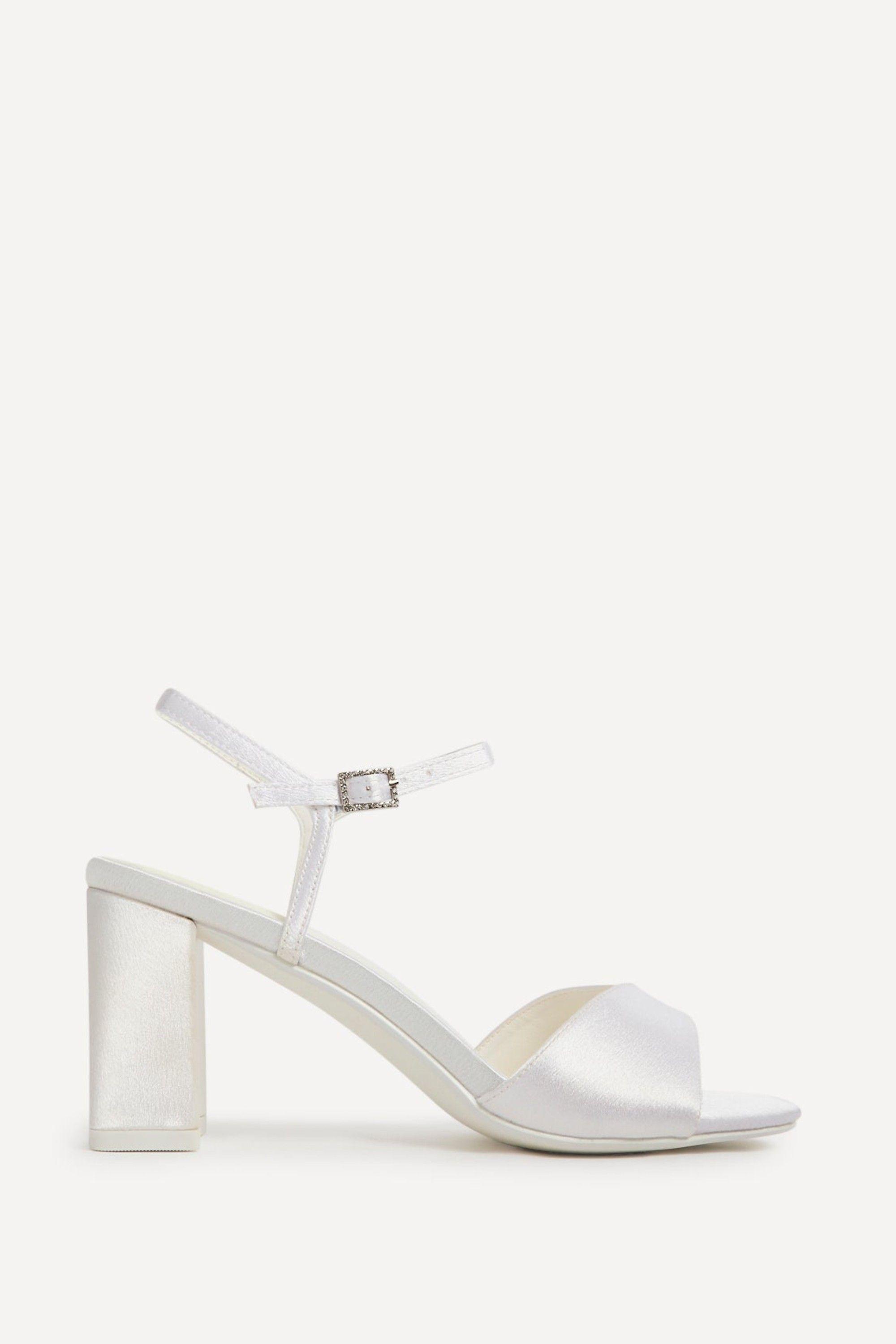 Juliette Bridal Ivory Satin Block Heeled Sandals by LINZI