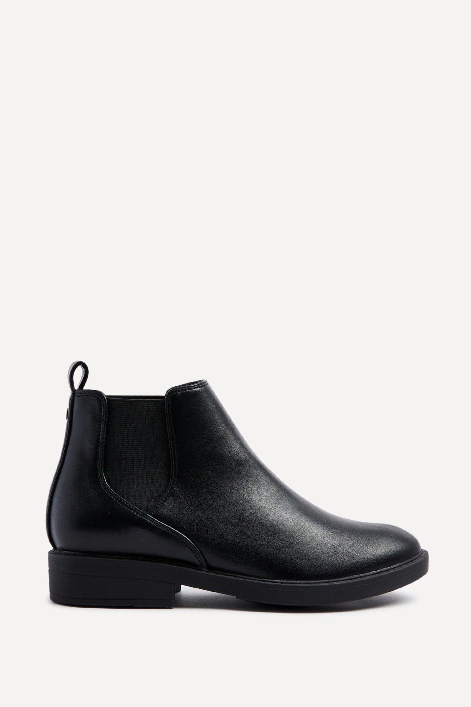 Karina Black Faux Leather Classic Chelsea Boot by LINZI