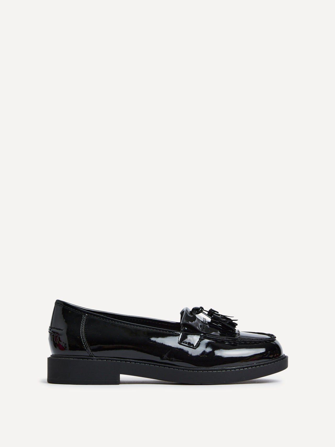 Kassidy Wide Fit Black Patent Loafer by LINZI